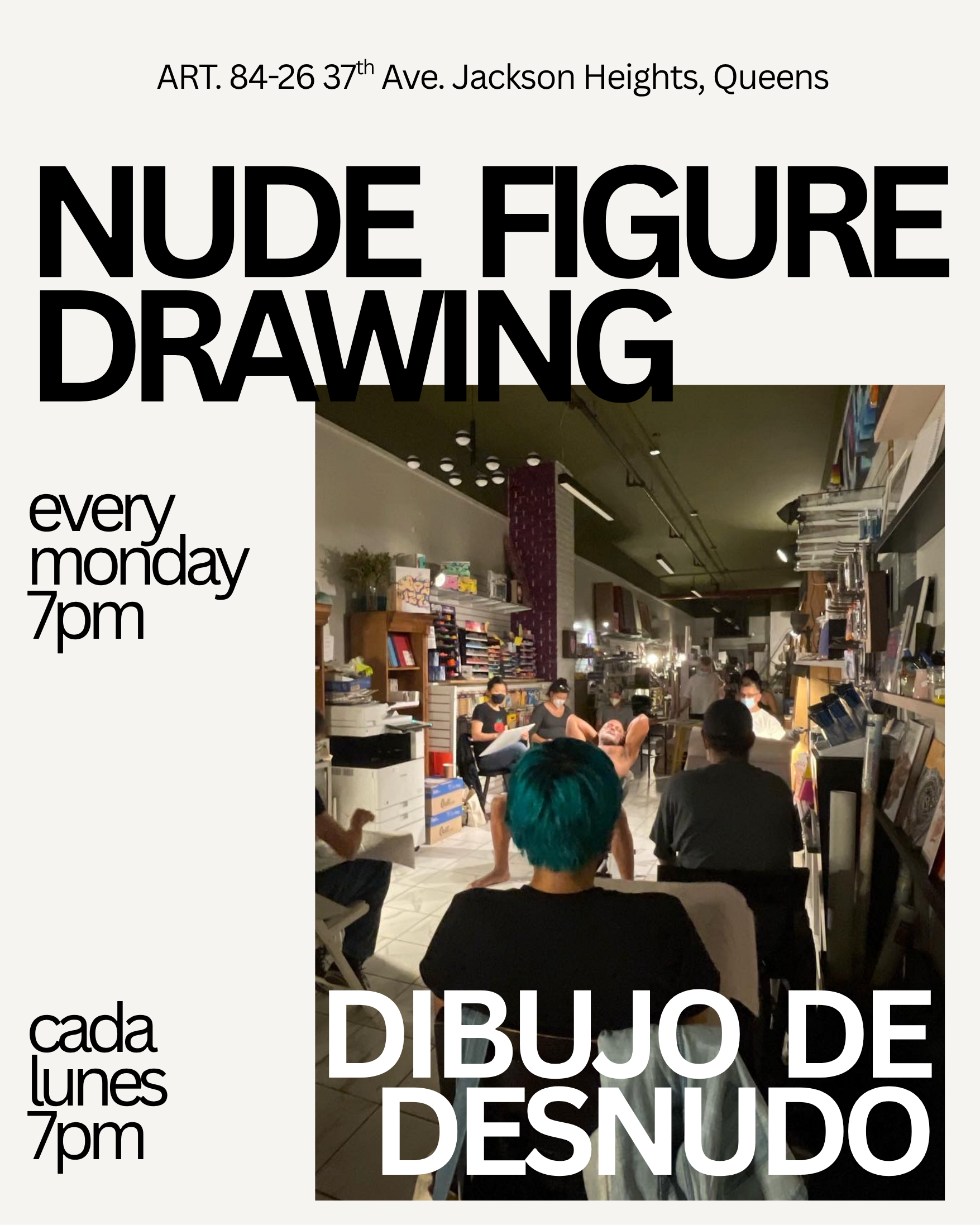 Nude Figure Drawing Mondays / Sesion de Dibujo con Modelo (JH’s Drink &amp; Draw)