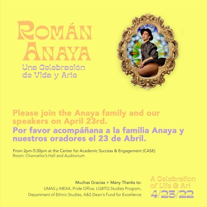 Please join the Anaya family and speakers on April 23rd from 3pm-5pm at the CASE building, in the Chancellor&rsquo;s Hall and Auditorium (CU Boulder). There will be food and art. Address: 1725 euclid ave boulder co 80309 Muchas Gracias + Many Thanks 