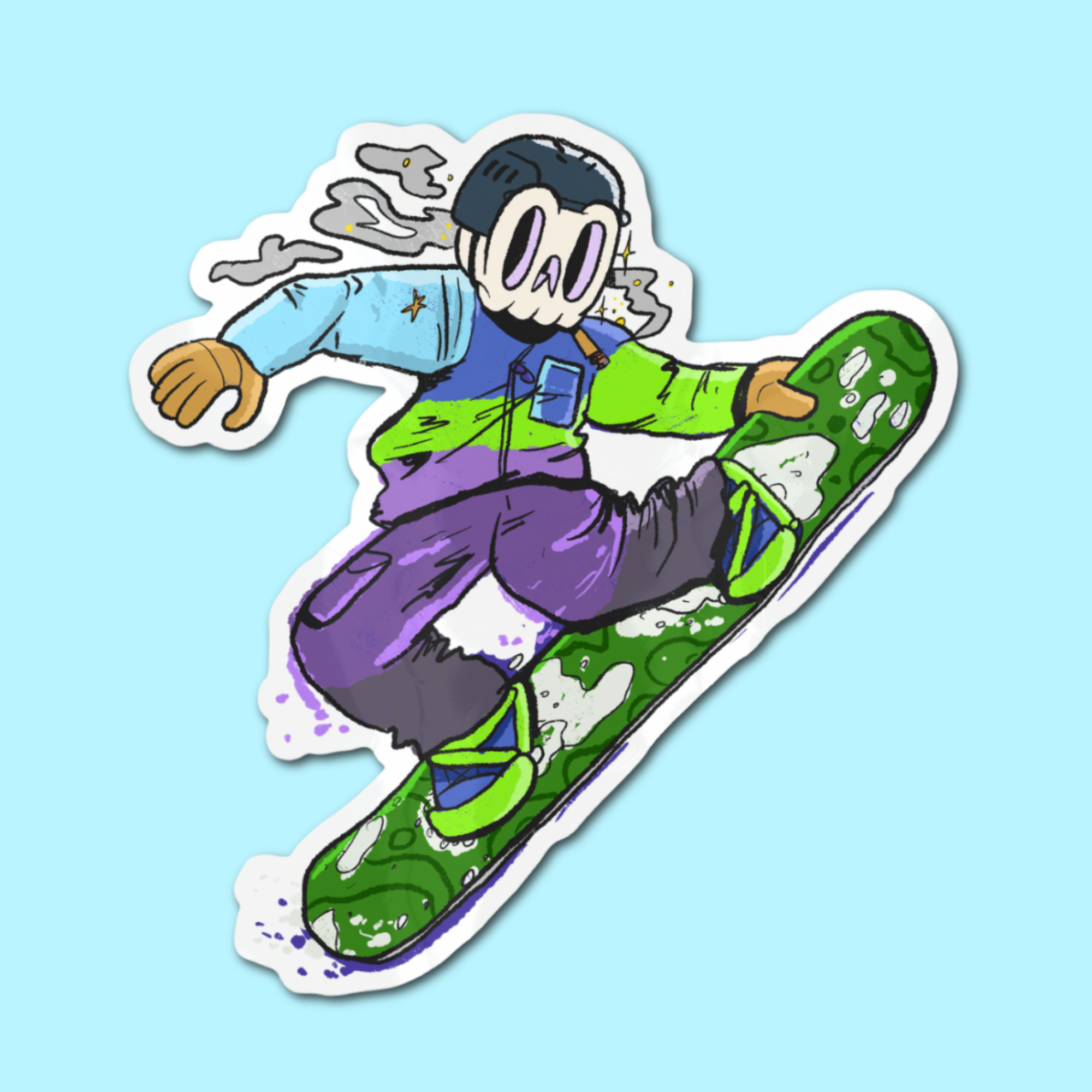 Snowboard Skully Sticker