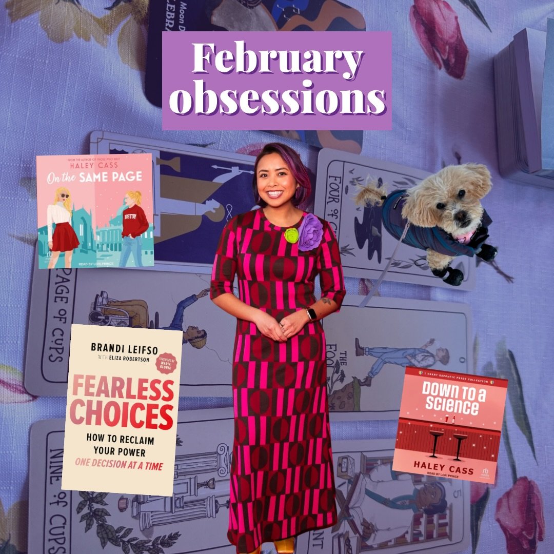 💞my February obsessions💞

Two audiobooks from @authorhaleycass:
Down to a Science &amp; On the Same Page

My pink geometric dress from @marigold_mtl 

The debut book from @brandileifso 

Hanging out with my Jinnie girl 🐶

Let me know what you&rsqu