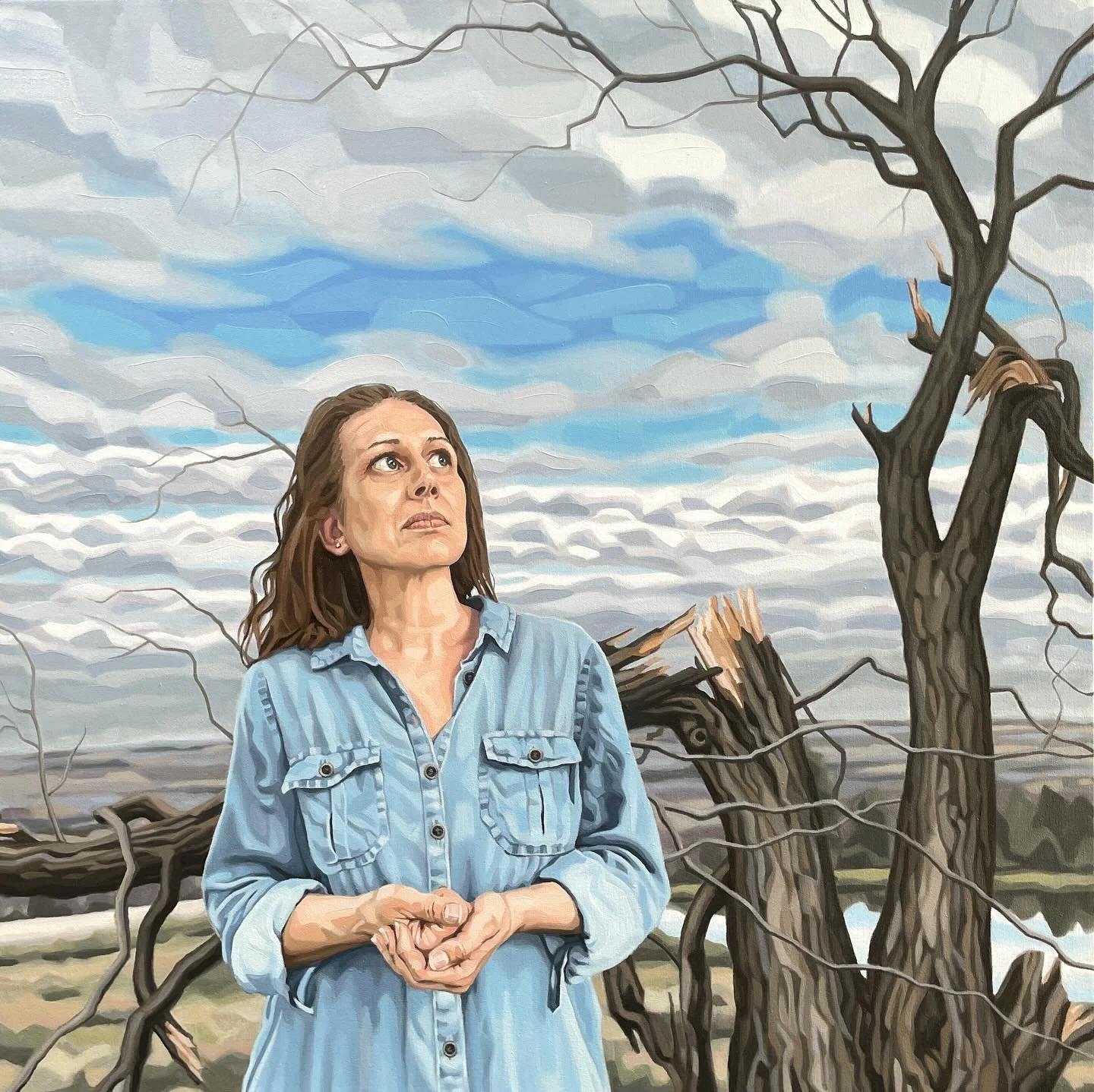 Finished this portrait a few weeks ago, in time to submit it for the Kingston Prize, Canada&rsquo;s national portrait competition.  Should find out in a month or two if it is accepted! &ldquo;The Growing Toll of Climate Anxiety&rdquo; 36&rdquo;x36&rd