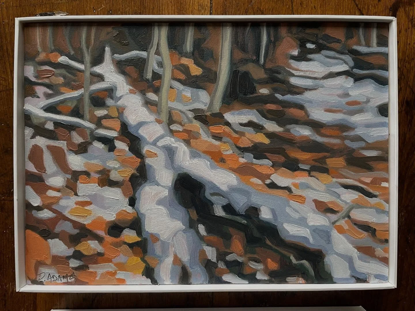 Two days left to bid on many #artworks at the annual #georgianbaylandtrust @gblandtrust online auction.  My contribution is this small #roseislandproject #painting and #palette inside of an iPad box.  This is the last remaining piece in this series f