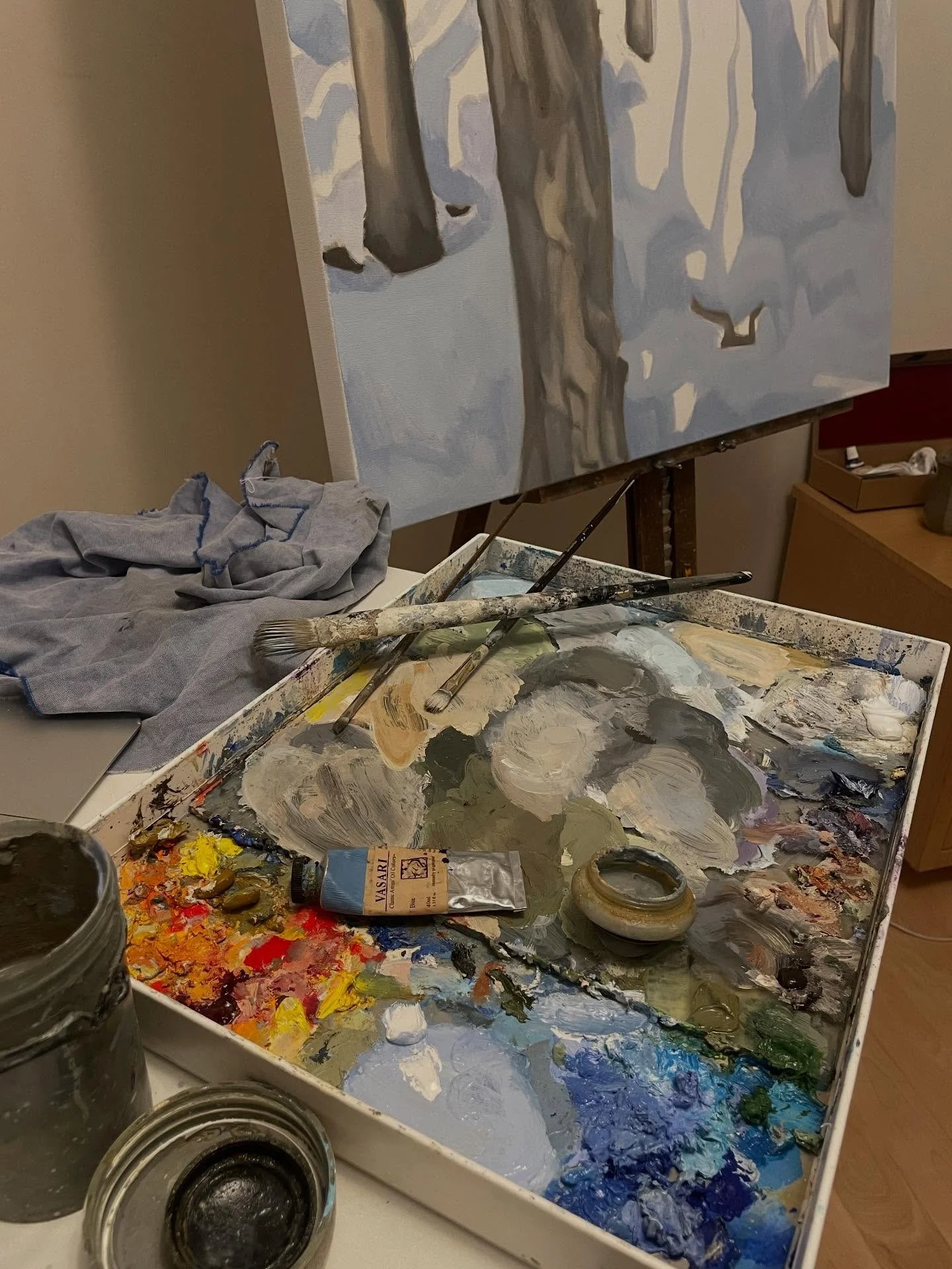 Haven&rsquo;t posted in a while, though I have three paintings in various stages of completion right now.  Here&rsquo;s a little teaser. 
Hope those of you that got buried in snow yesterday are seeing some sunshine today!