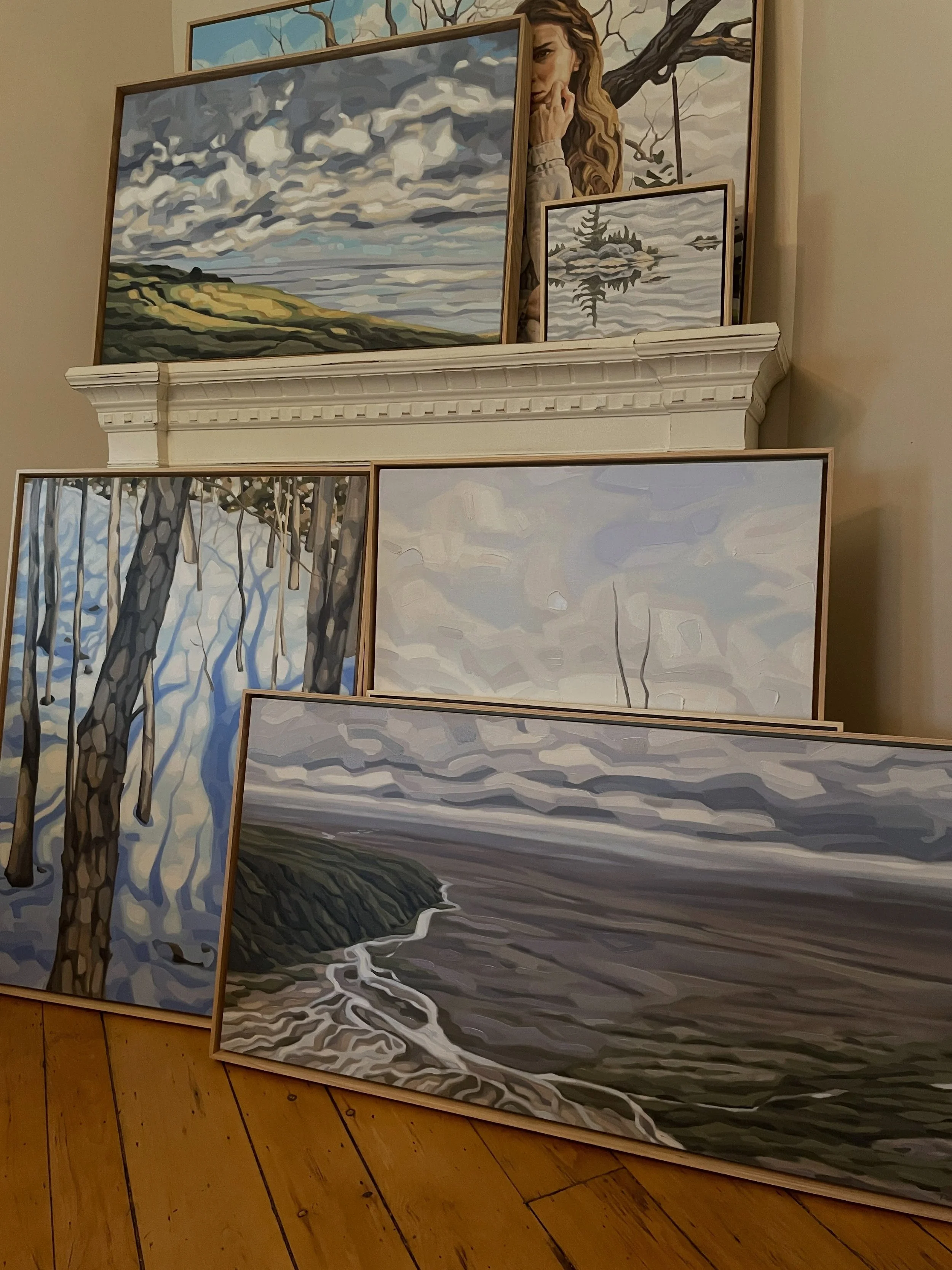 Taking new work down to @lagomdesignshops for #purplehillsarts #creemorefestivalofart #creemoreontariocanada #swipeleftformore⬅️