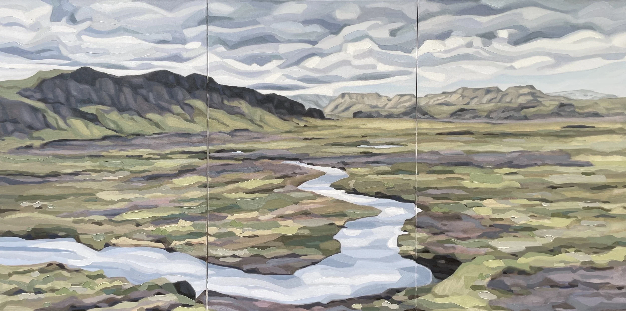 "Nordic Invasion Triptych (Lupinus Nootkatensis)" 36"x72" Oil on Canvas, Sold