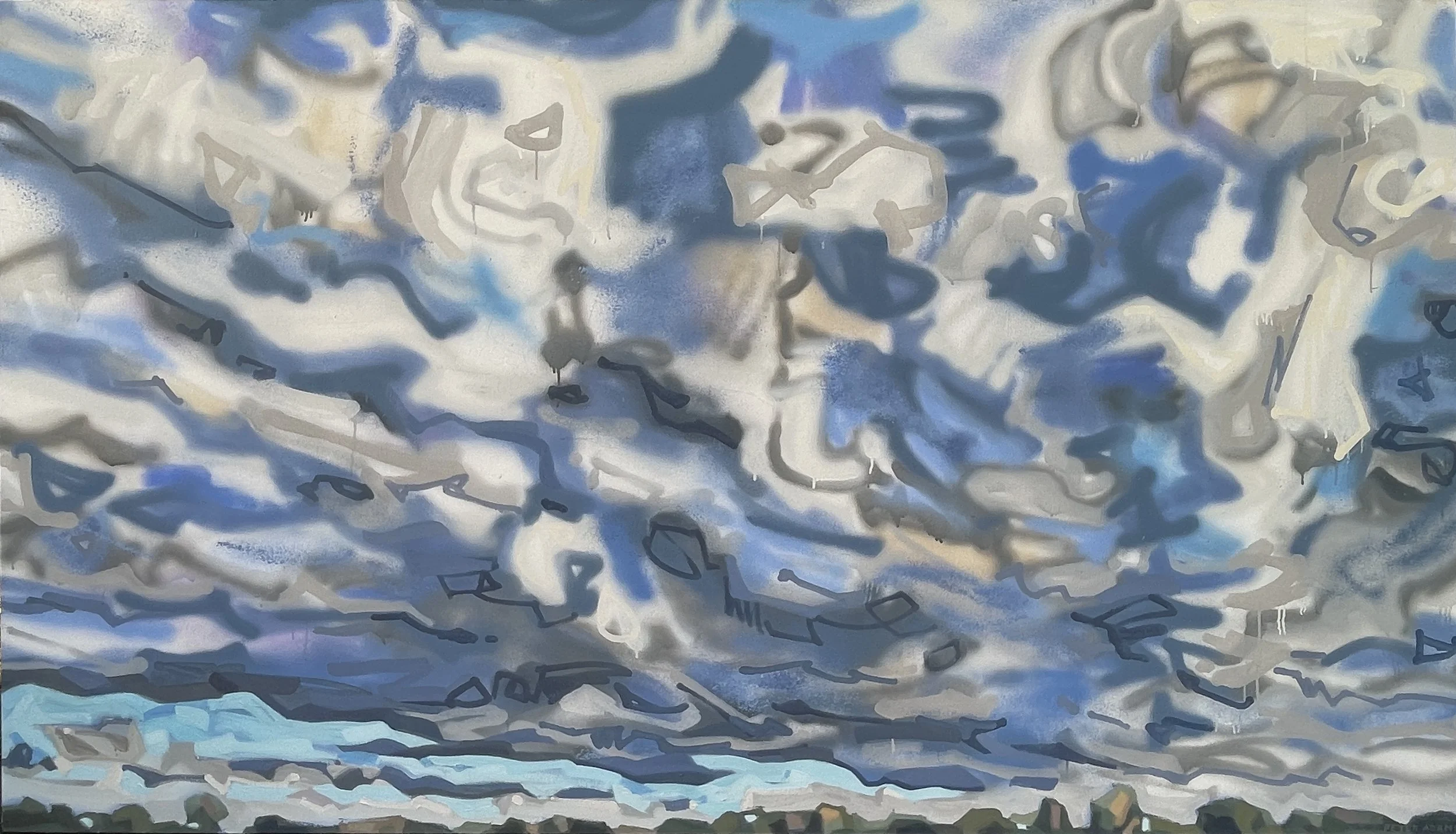 "Aerial Disorder" 48"x84" Mixed Media on Canvas