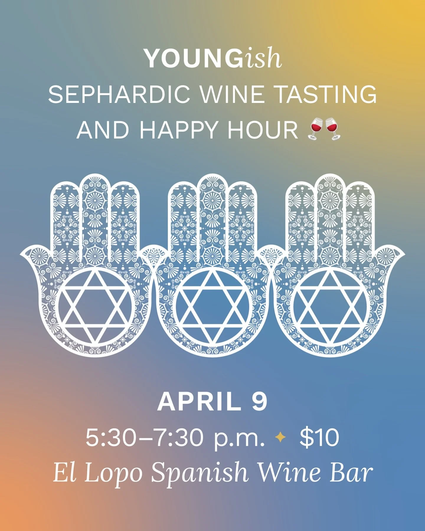 Discover our Sephardic roots through Spanish wines and sharing stories! Explore heritage with carefully paired tapas and thoughtful tastings that connect us to our rich cultural traditions.

What to Expect:
🍷Curated selection of Spanish wines for a 