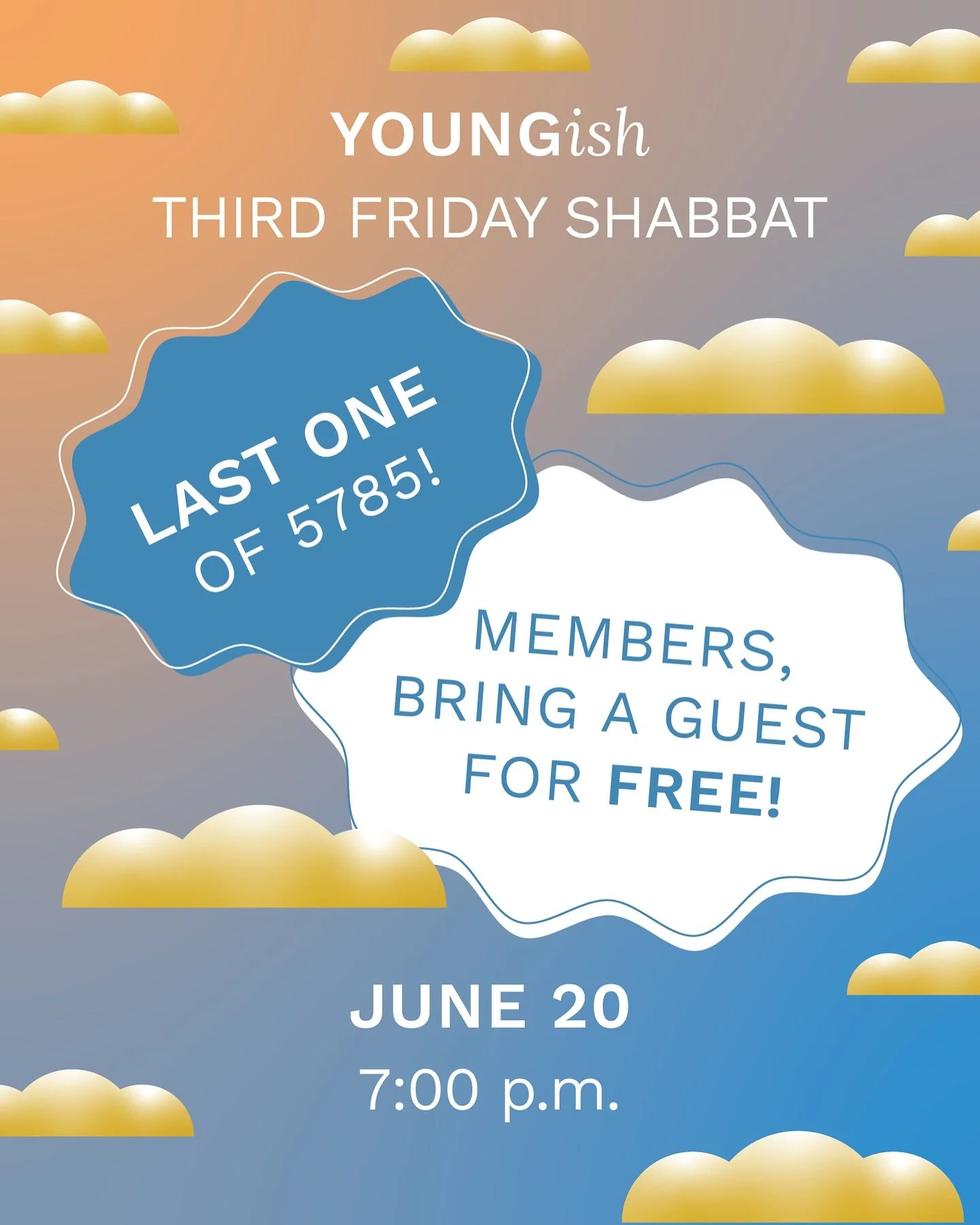 As we close out the year 5785, we invite you to celebrate our final Third Friday Shabbat dinner. This is more than just a meal&mdash;it&rsquo;s a chance to honor the incredible hosts who have made these gatherings so special. Thank you to our amazing