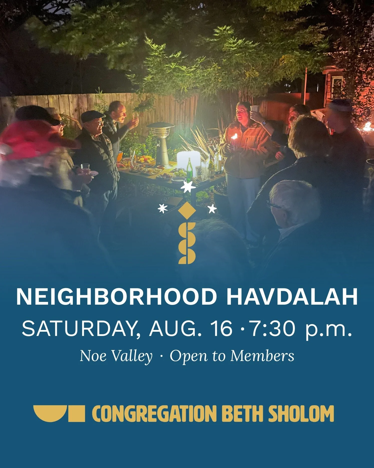 Members, join Beth Sholom for Havdalah in your neighborhood &mdash; this time in the Noe Valley. Please join us if you live in that area...Mission, Bernal and more! RSVP at the link in our bio 🔗

This event is meant to create social opportunities du