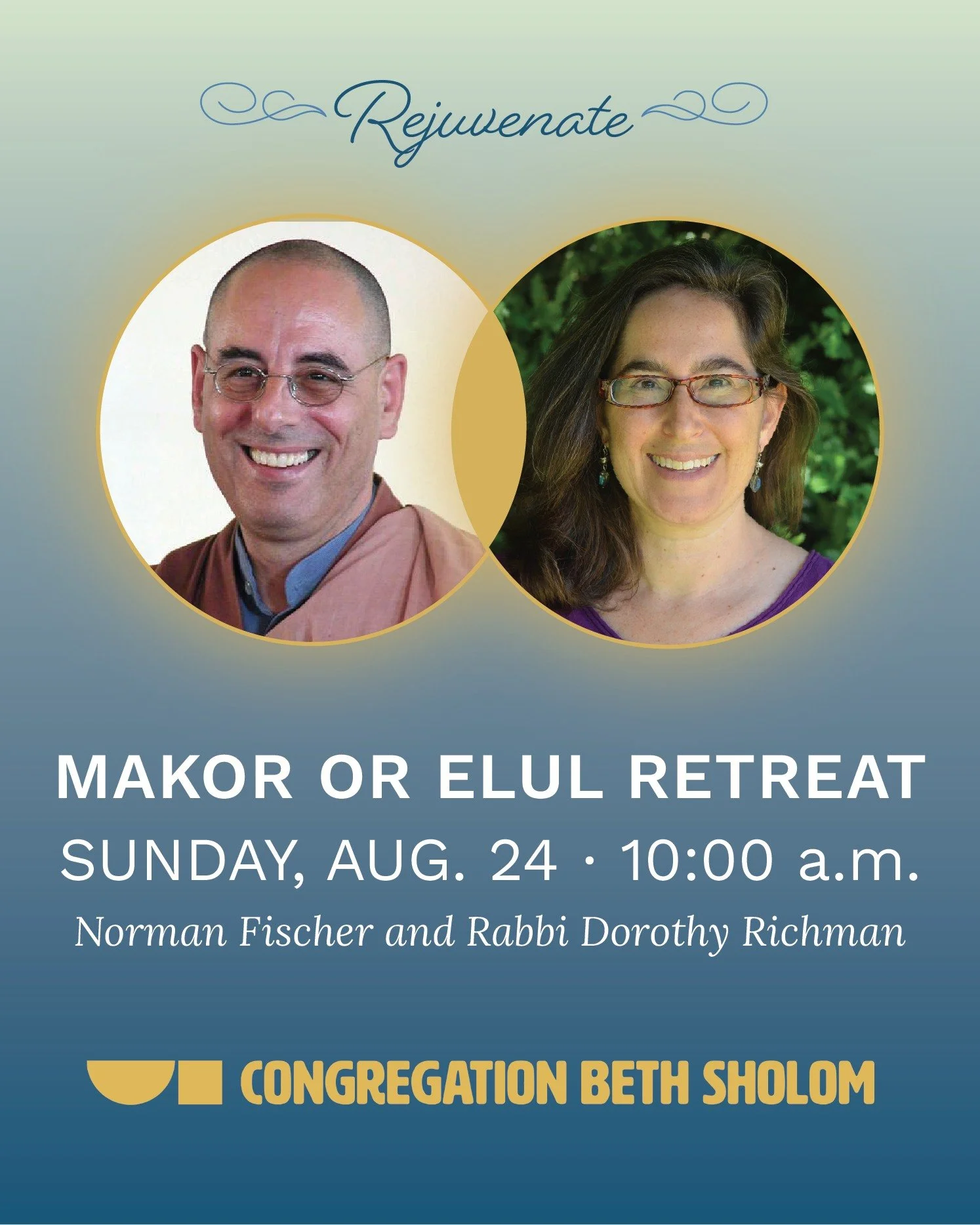 Reengage with teshuvah &mdash; repentance and return &mdash; as we begin our High Holy Days season with the month of Elul. 💫

Join Norman Fischer and R. Dorothy Richman for a day-long soak in Jewish meditation practice on the first day of the month 