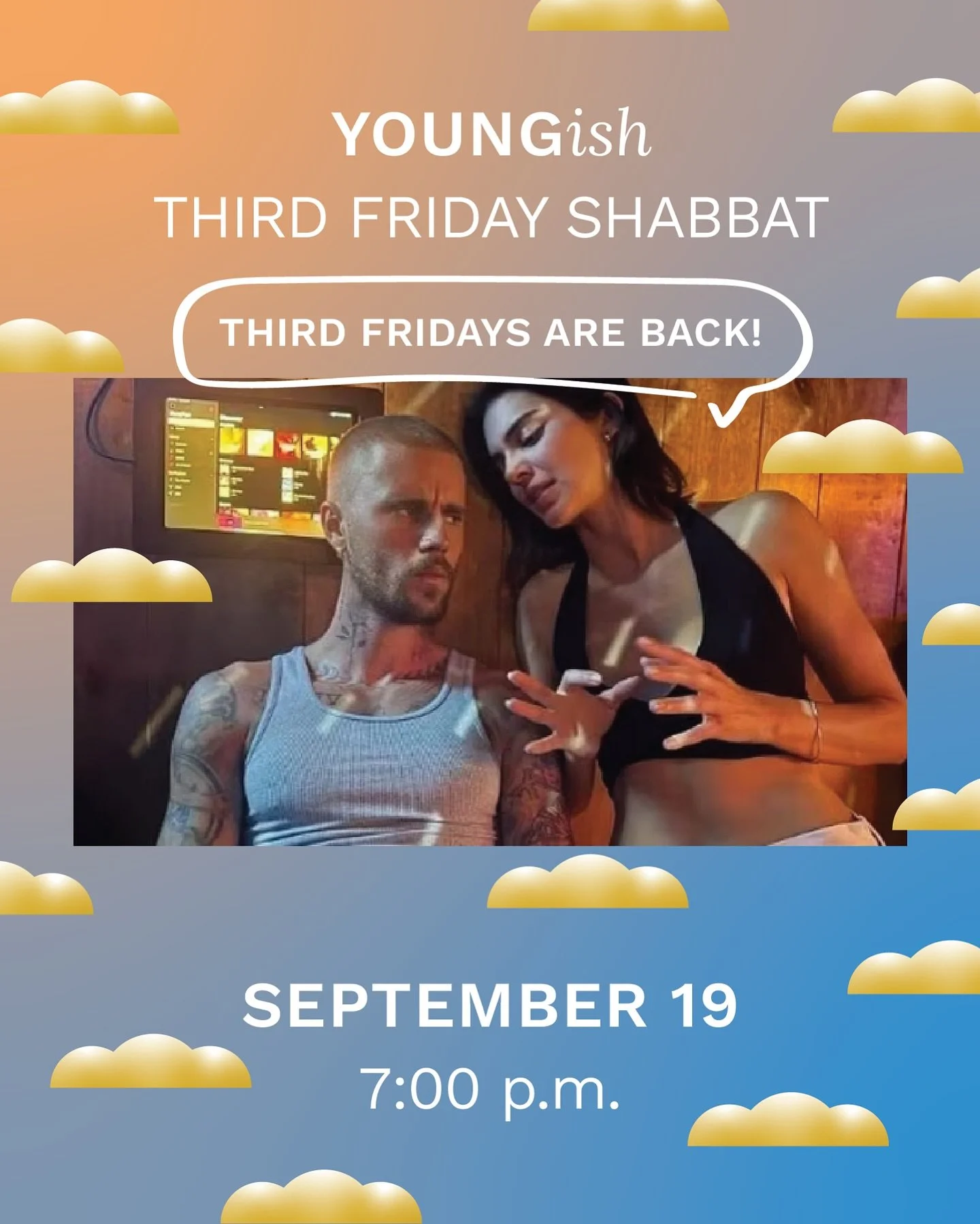 We&rsquo;re so back. 💫 RSVP at the link in bio for Third Friday Shabbat dinner on 9/19 at 7:00 p.m.