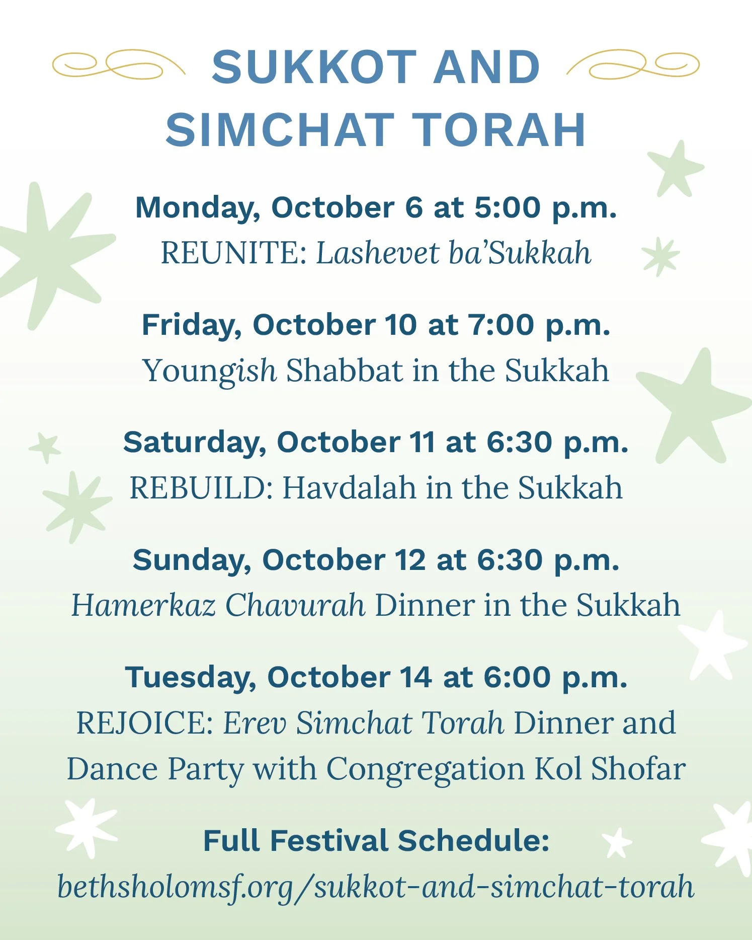 Todah Rabah to all who joined us during the High Holy Days. Let&rsquo;s keep the new year celebration going! Join us for special Sukkot events and daily services! Visit the link in our bio for the full festival schedule.🌠