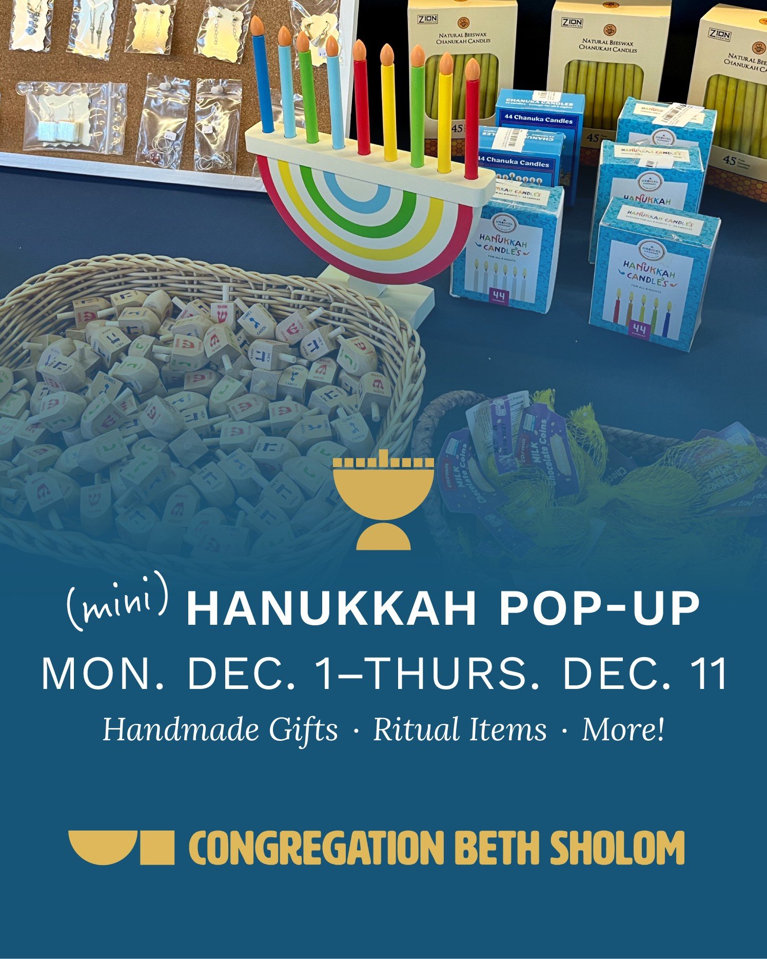 Back by popular demand 💫 Browse gifts and ritual items at our (mini) Hanukkah Pop-Up shop starting this Monday! Swipe to see the dates &amp; times our shop will be open 🕎