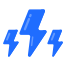 Blue lightning bolts symbol on a black background.