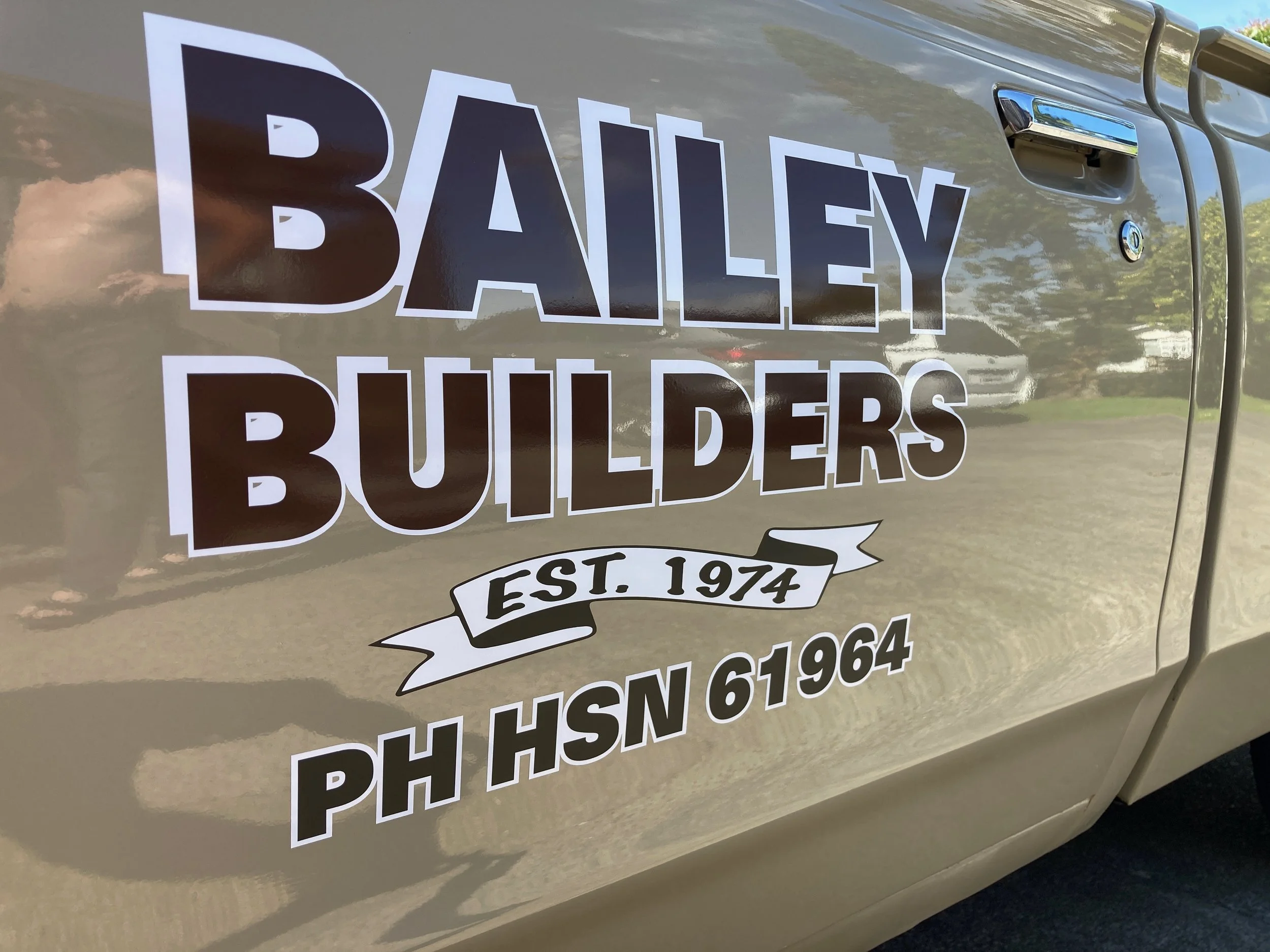 Retro vehicle graphics for a local builder
