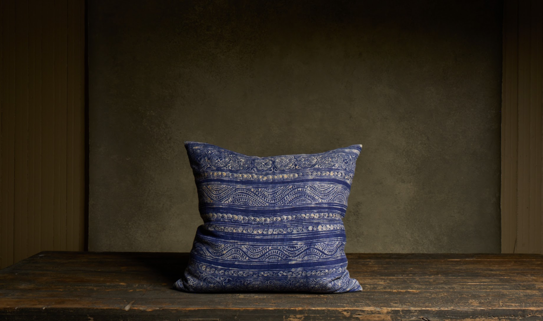 Linen Indigo Batik Print Pillow