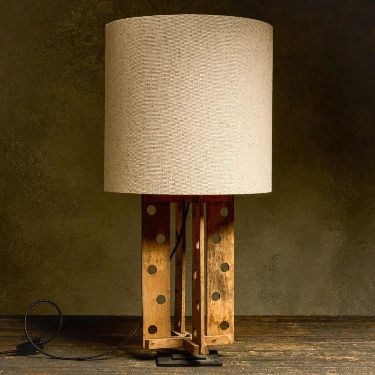 Perforated Wooden Table Lamp