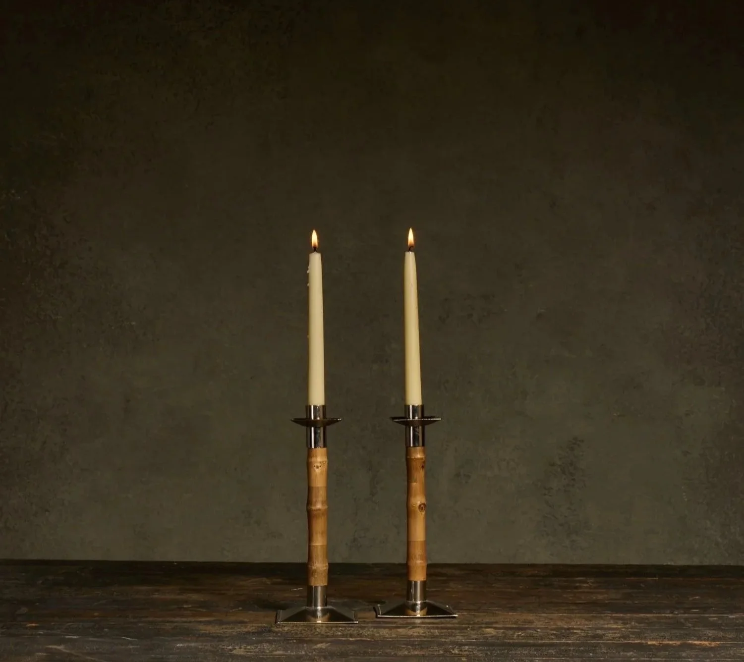 Bamboo Metal Candle Holders