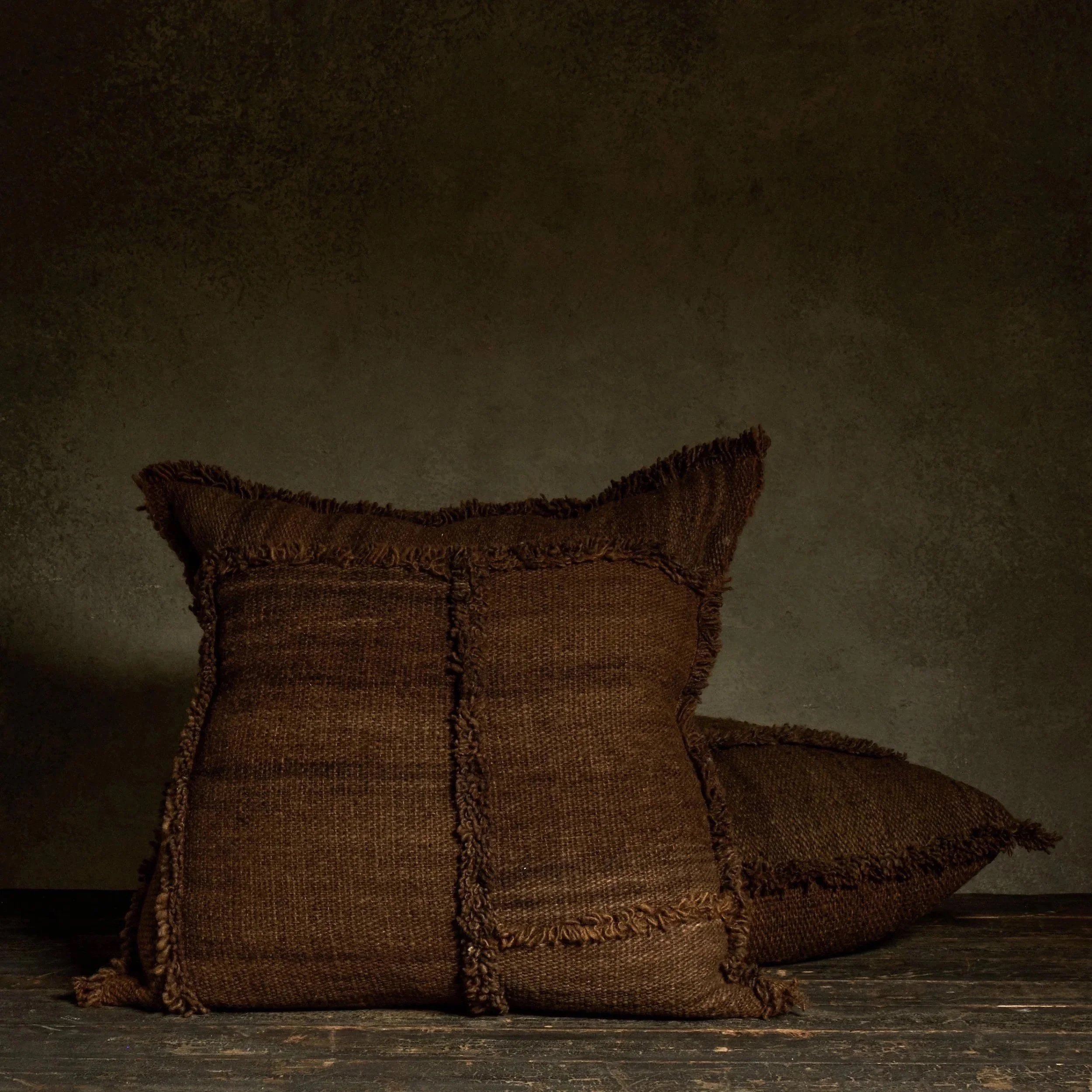 Patchwork Throw Pillow - Brown