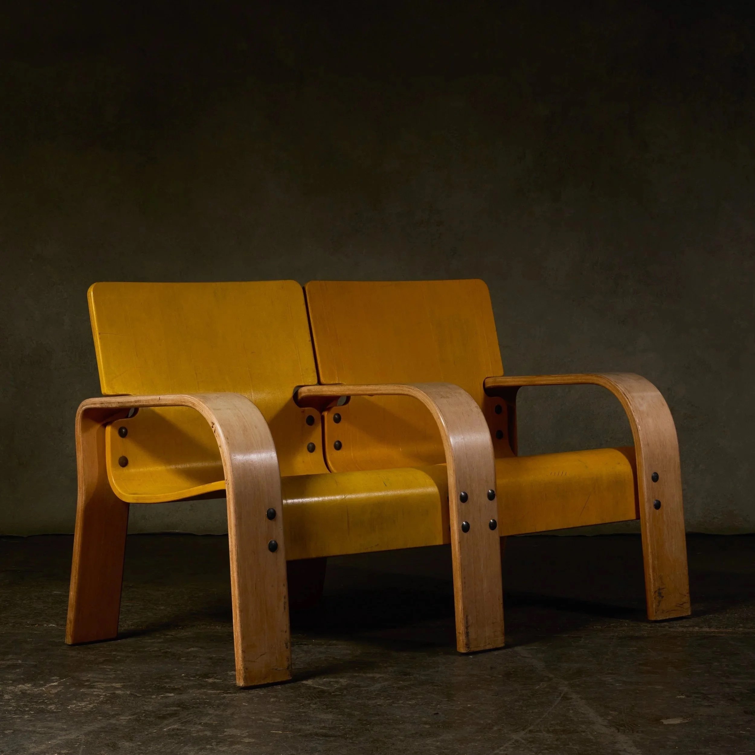 Mid-Century Yellow Bench