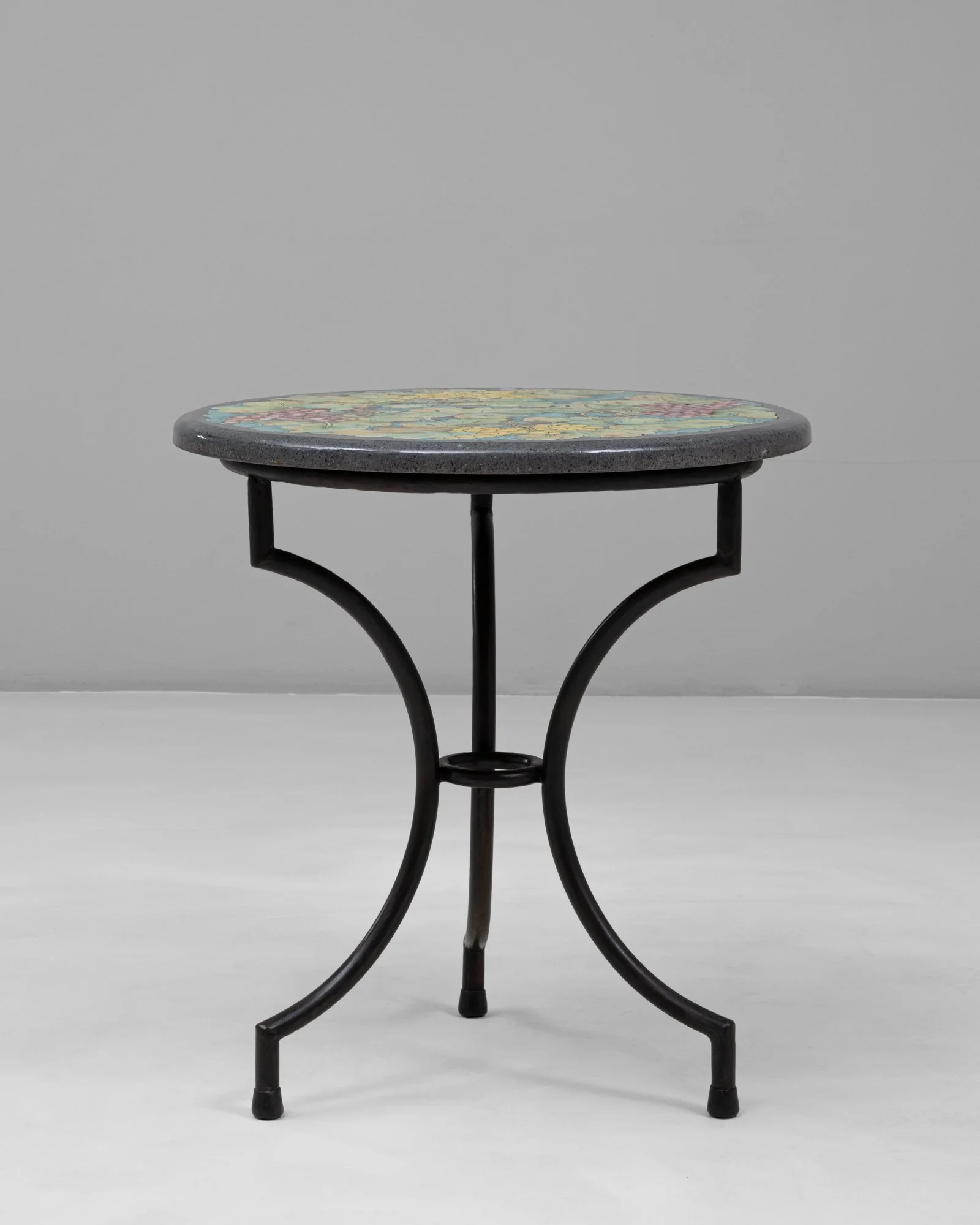Iron Mosaic Table With Hand-Painted Silicia Antica Ceramic Top