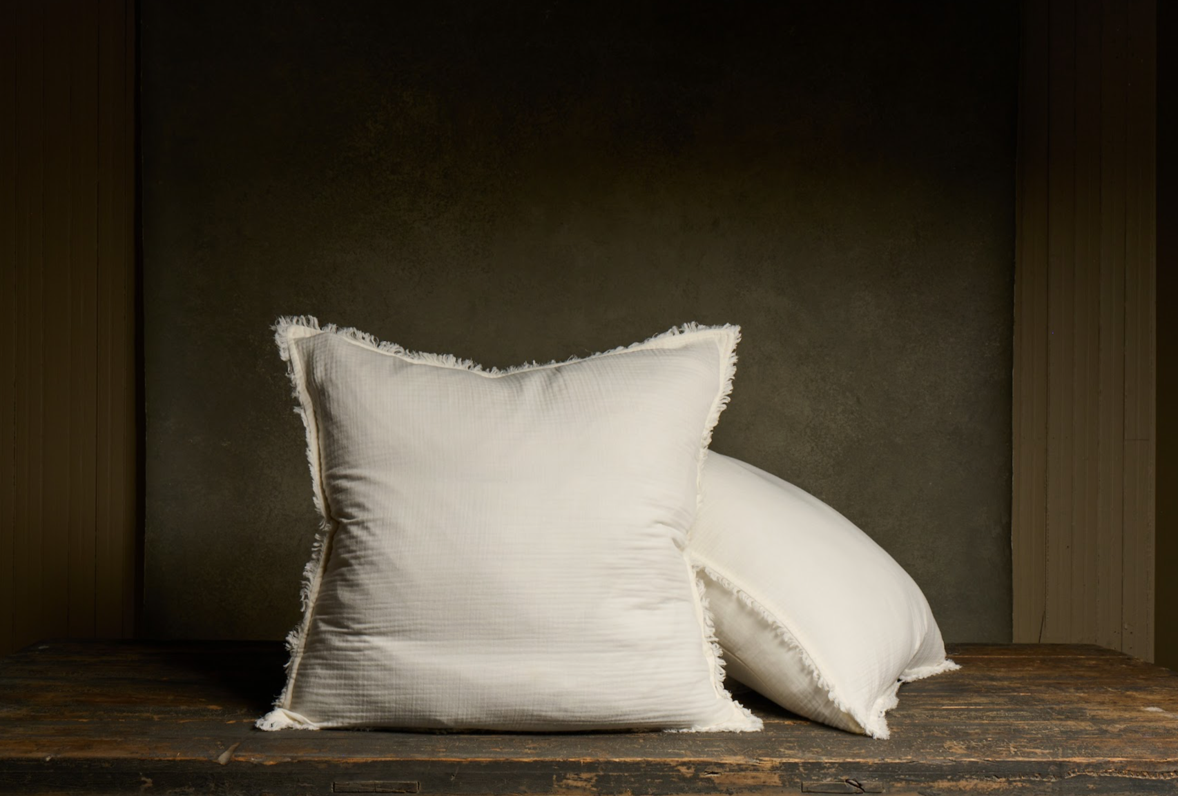 Fringed Pillow — White