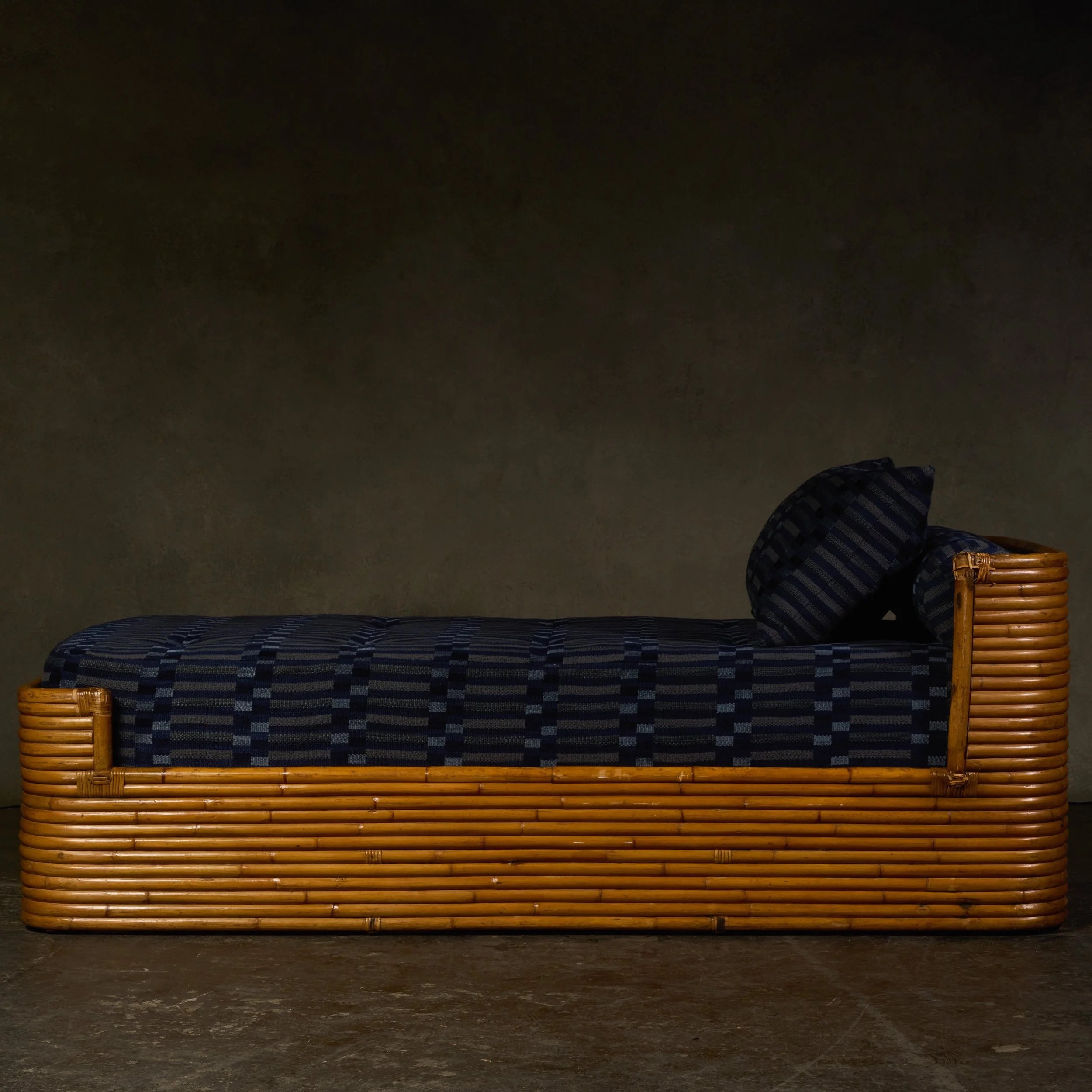 Mid-Century Stacked Rattan Daybed