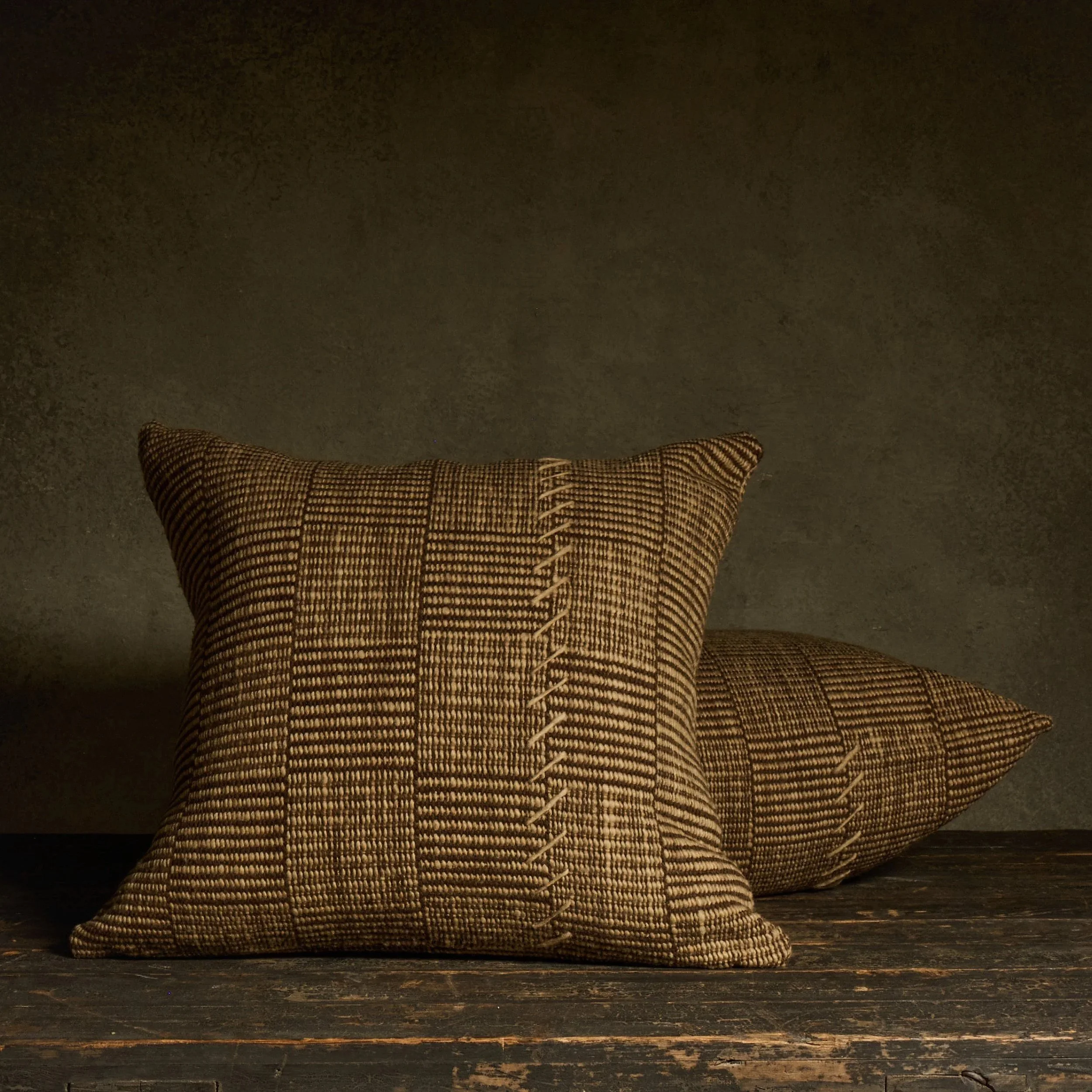Glen Plaid Throw Pillow - Brown