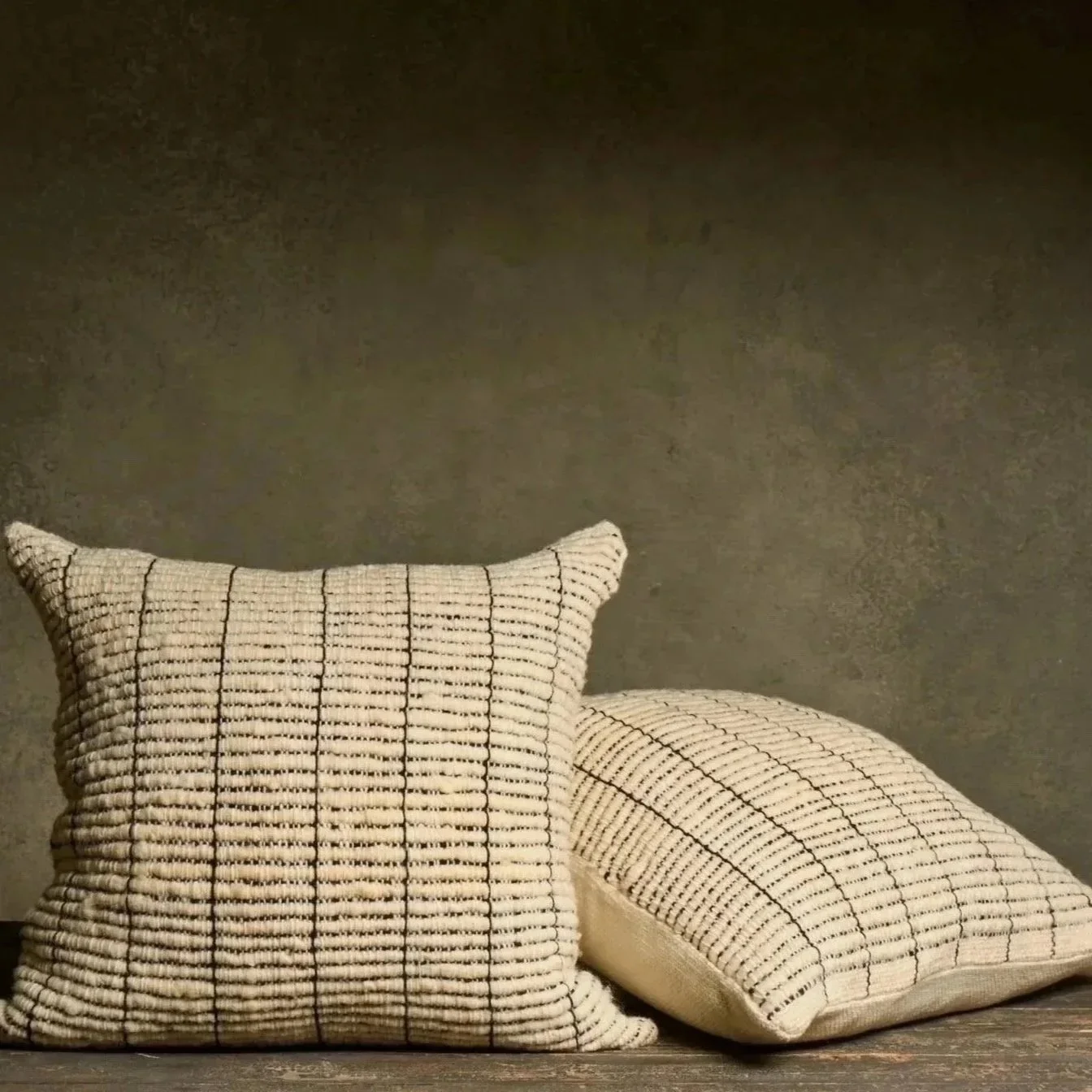 Handmade Striped Throw Pillow - White/Black