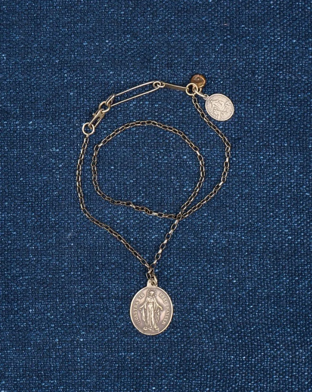 Oxidized Sterling Silver Medal Pendant Necklace