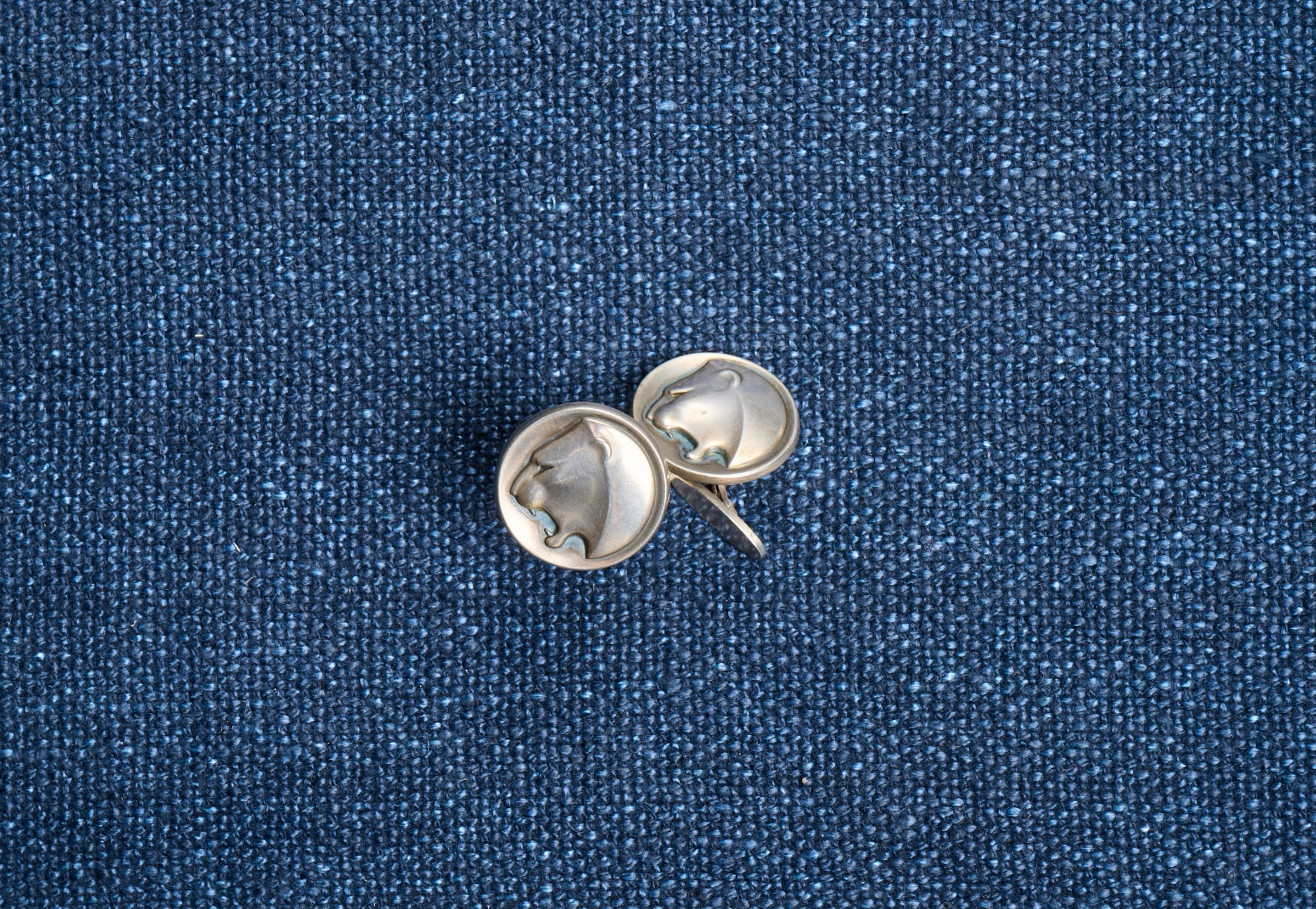 Vintage Georg Jensen silver lion cufflinks, circa 1930, with original case