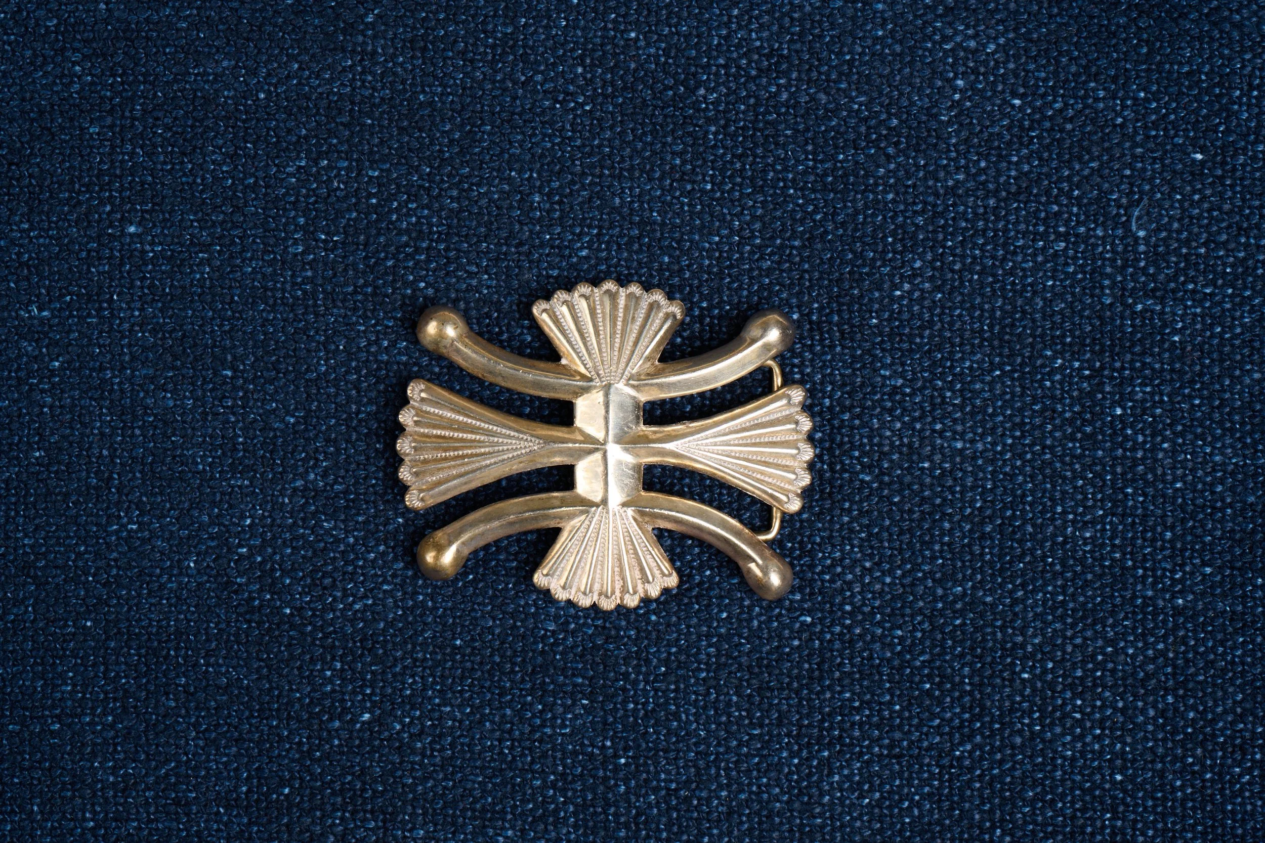 Early 20th-Century Navajo Silver Buckle with Stamped and Repoussé Design
