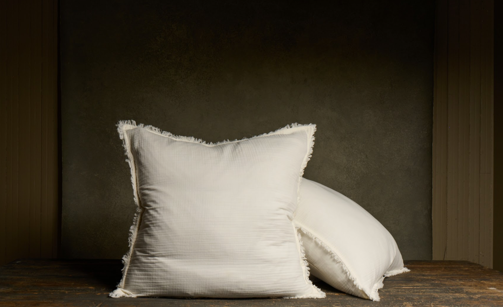 Fringed Pillow — White