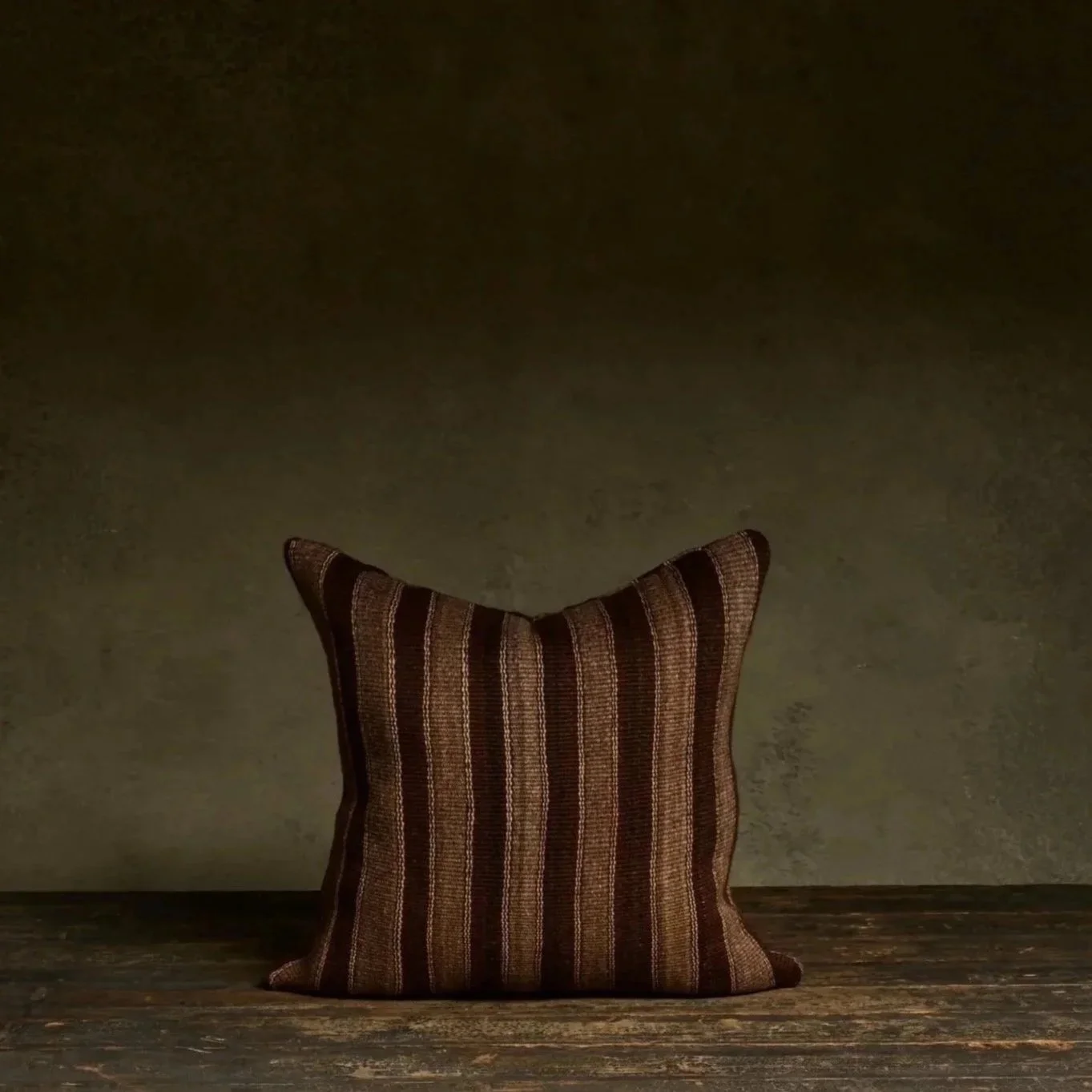 Handmade Striped Throw Pillow - Light Brown/Dark Brown