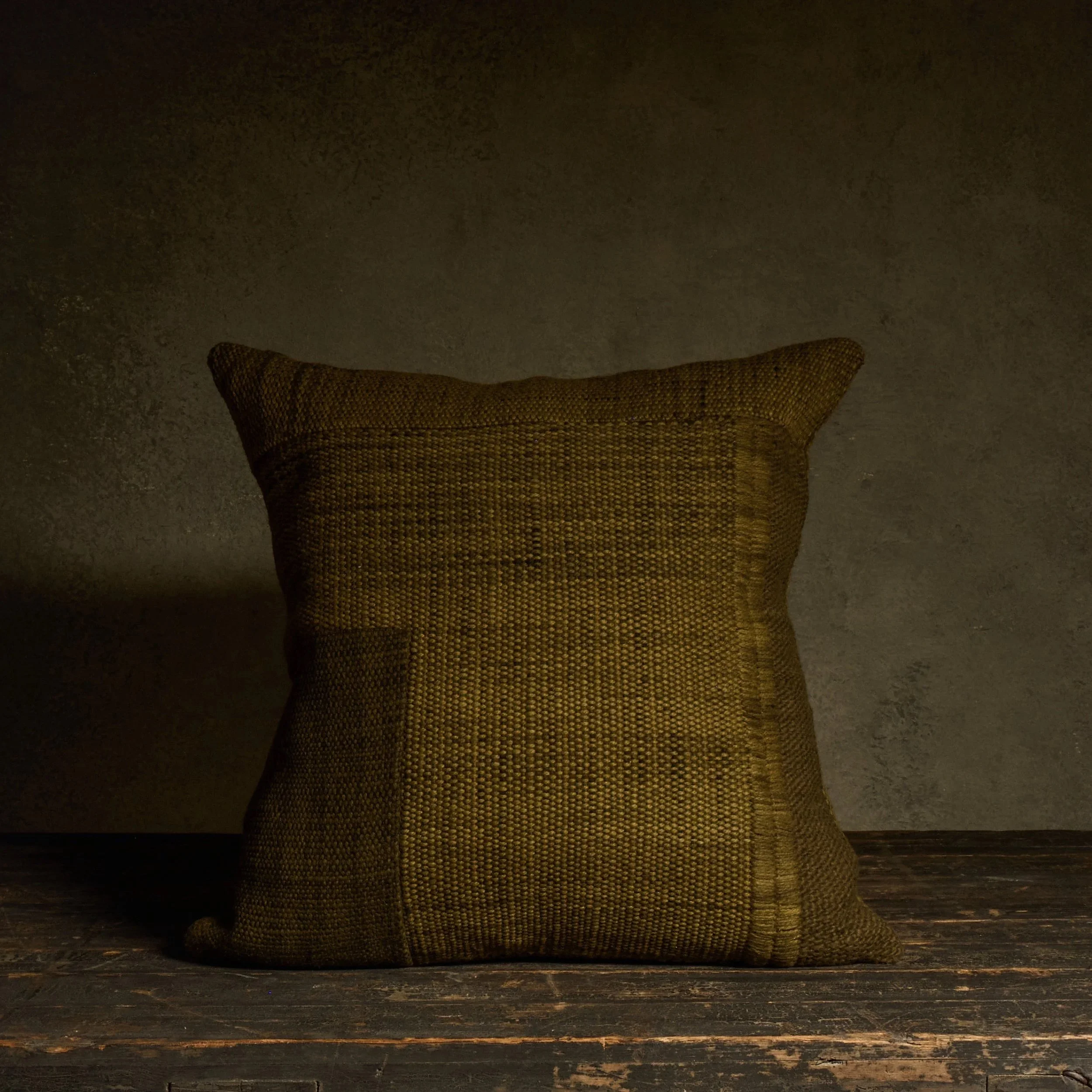 Patchwork Throw Pillow - Olive Green