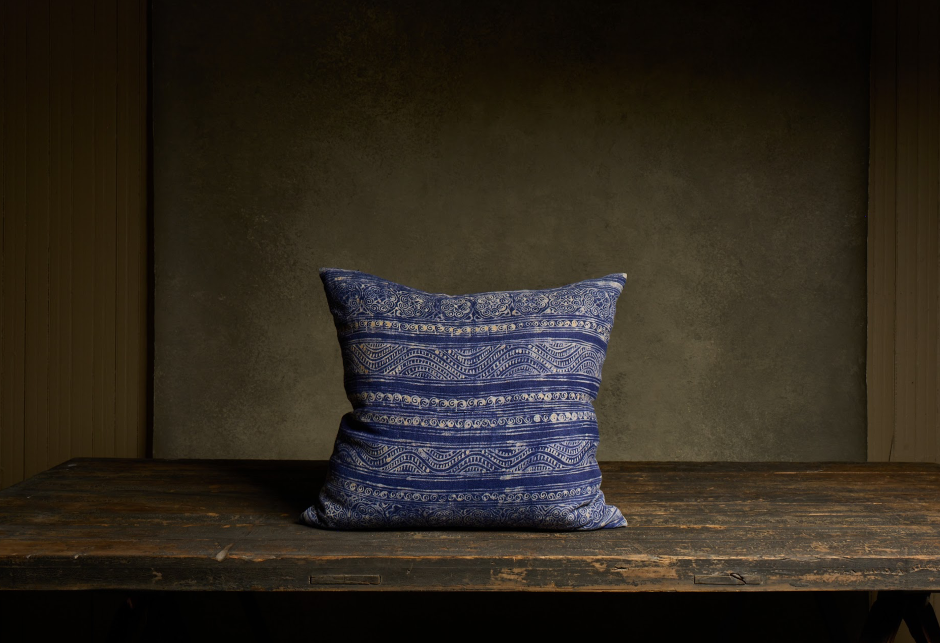 Linen Indigo Batik Print Pillow