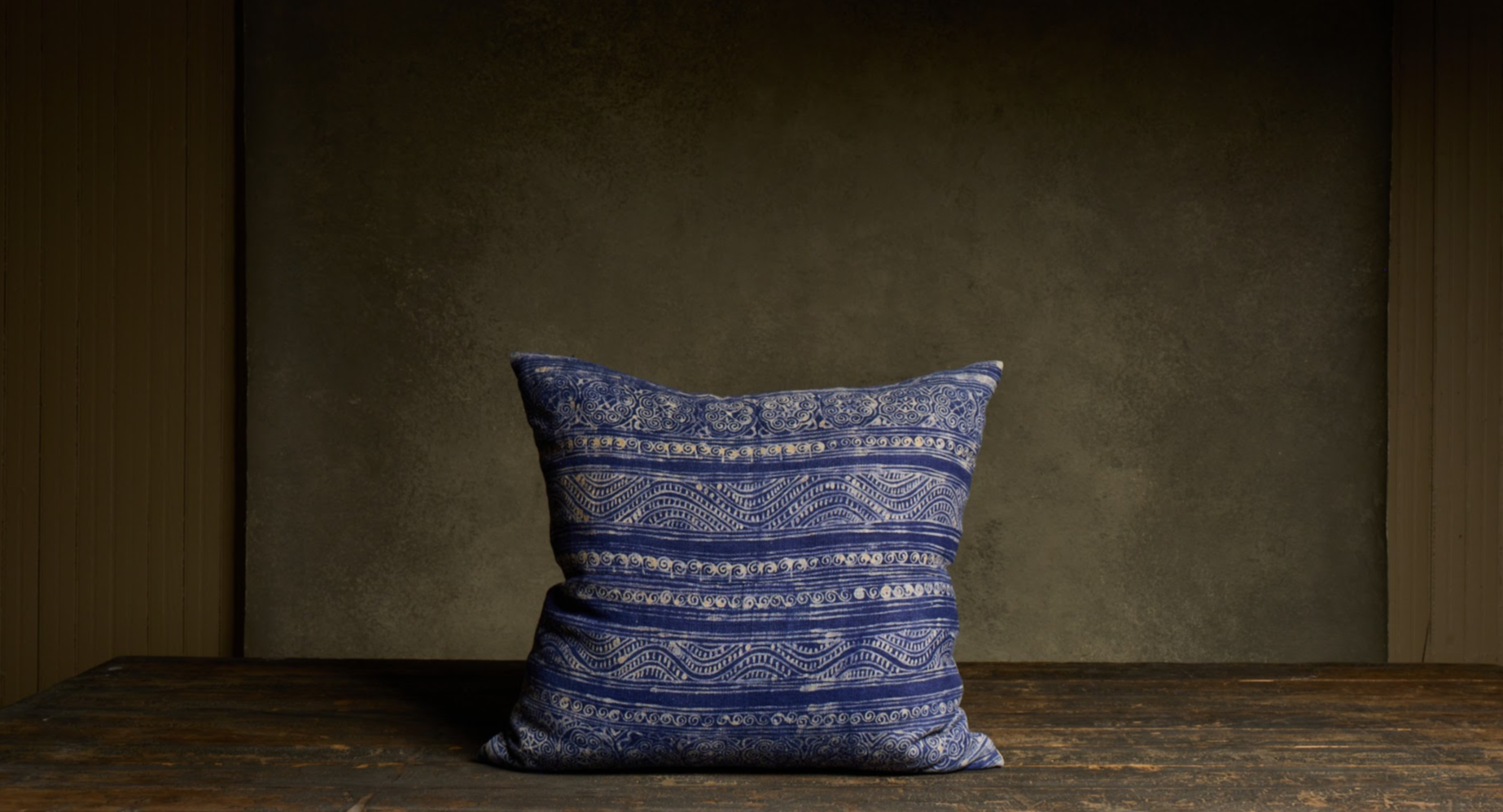 Linen Indigo Batik Print Pillow