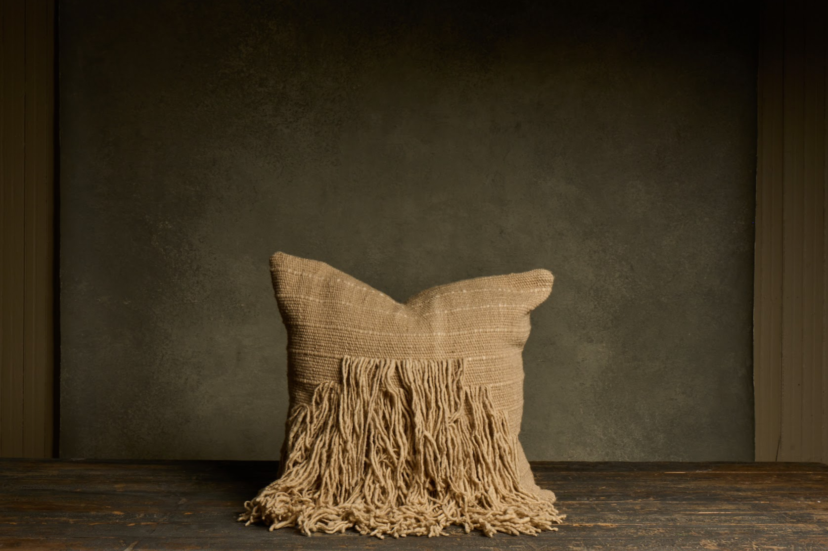 ÜÑÜ Fringed Pillow — Oatmeal