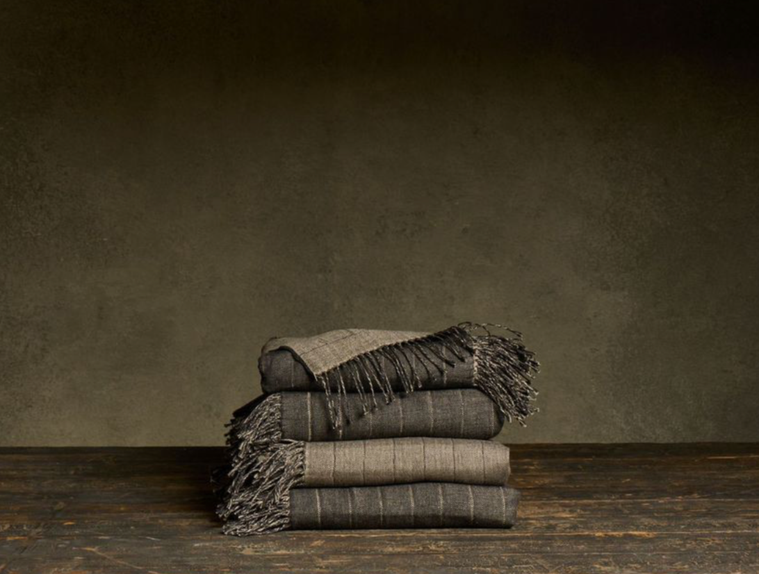 Lambswool/linen Ledge Natural Throw