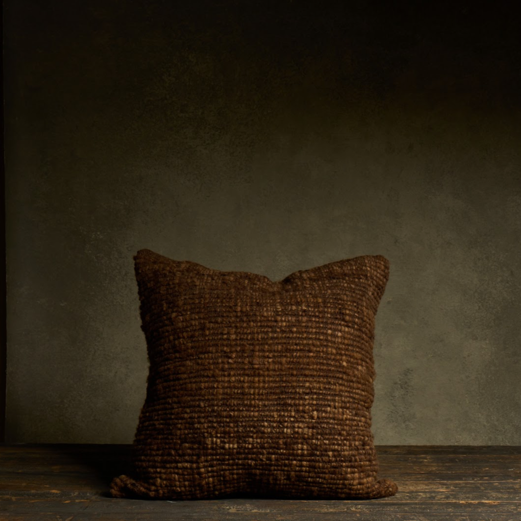 Handmade Texturized Throw Pillow - Tobacco