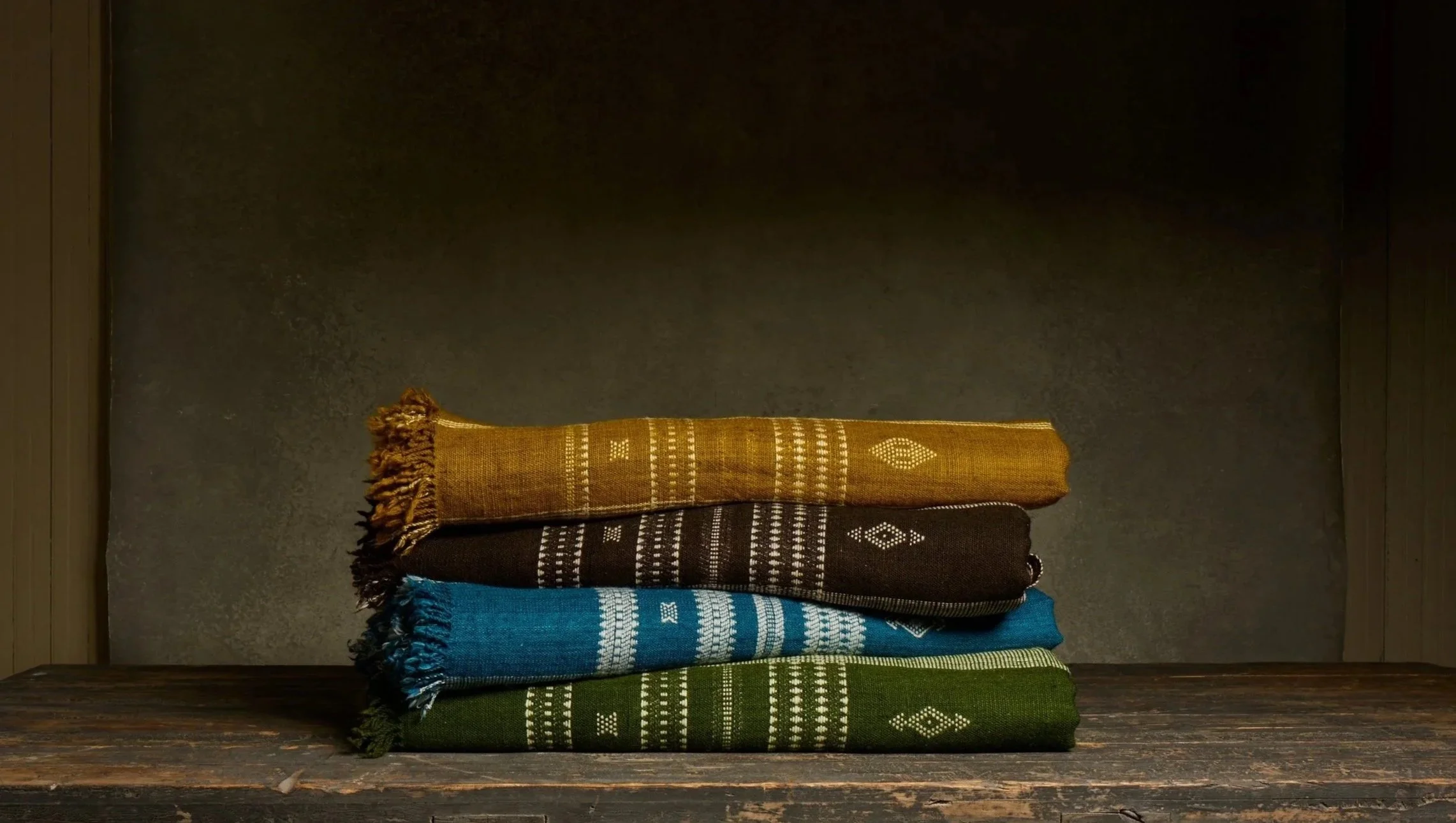 Mae Handwoven Wool Throw Blanket in Mustard