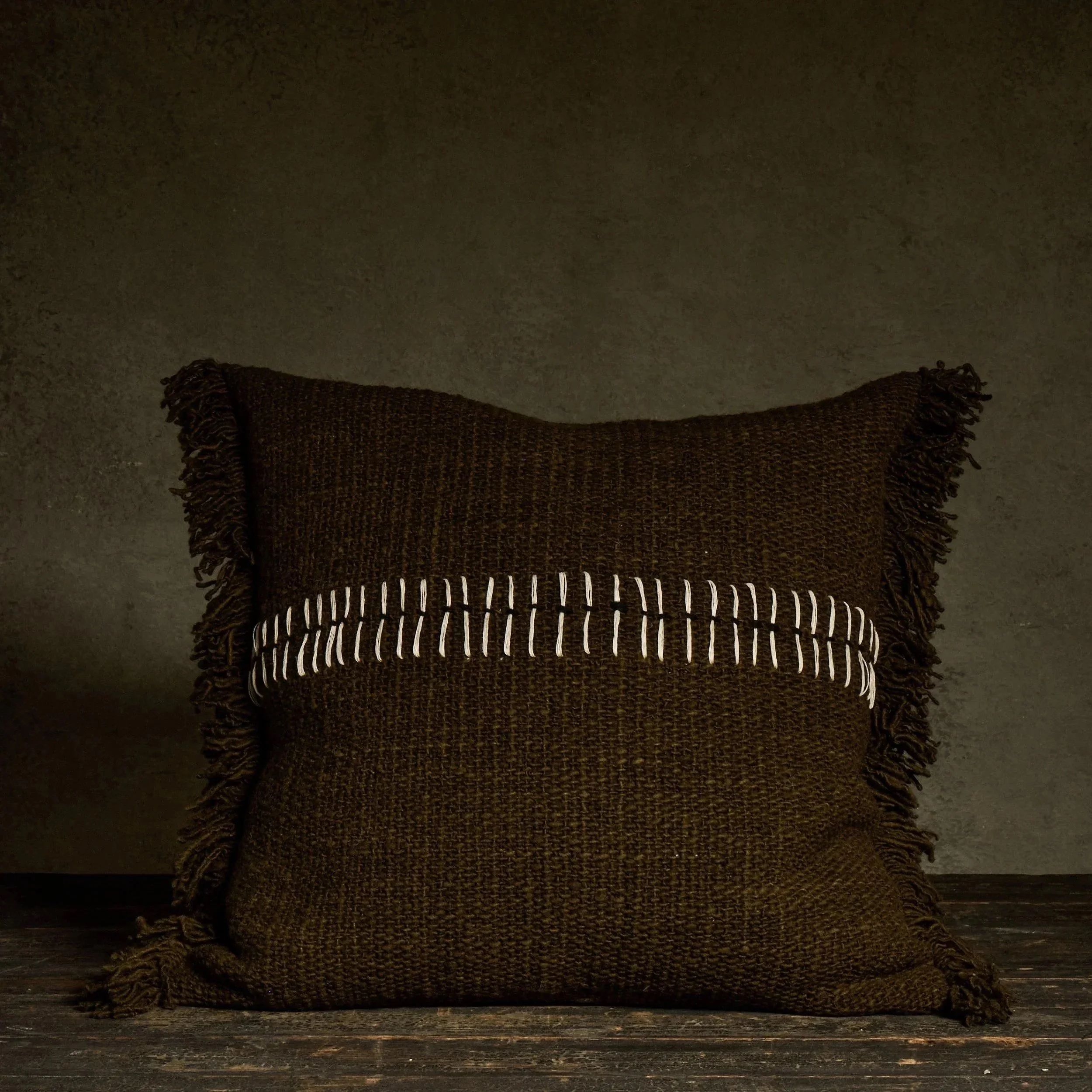 Fringed Throw Pillow - Chocolate Brown
