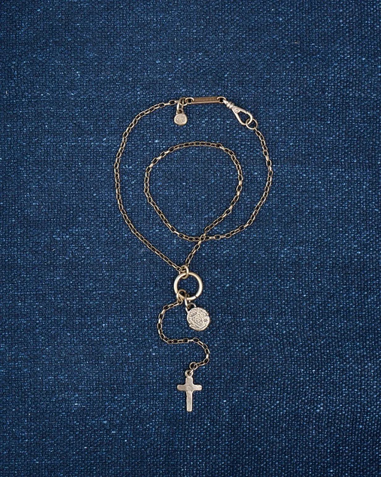 Vintage Medal and Cross Charm Necklace