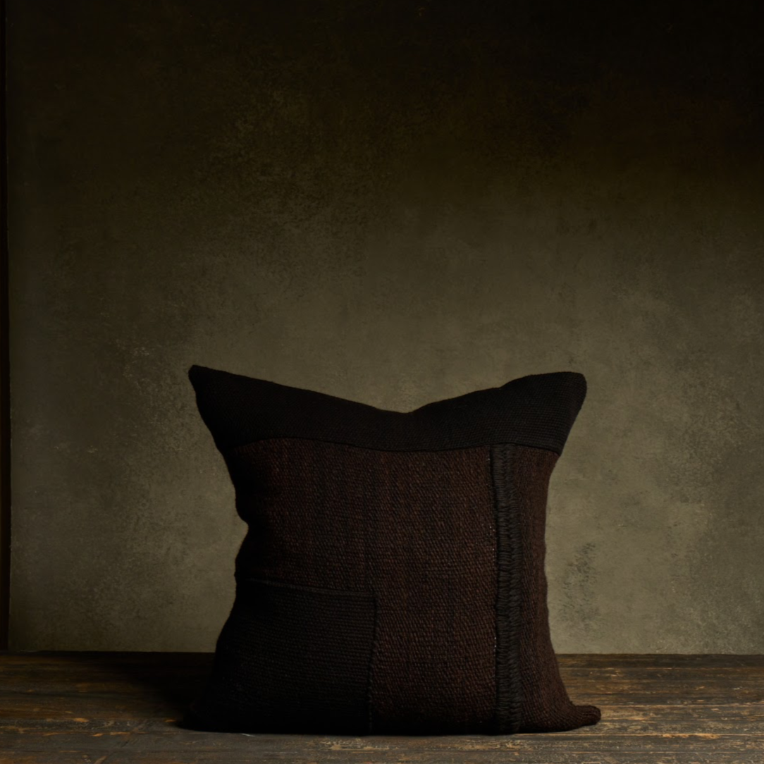 Handmade Patchwork Throw Pillow - Black