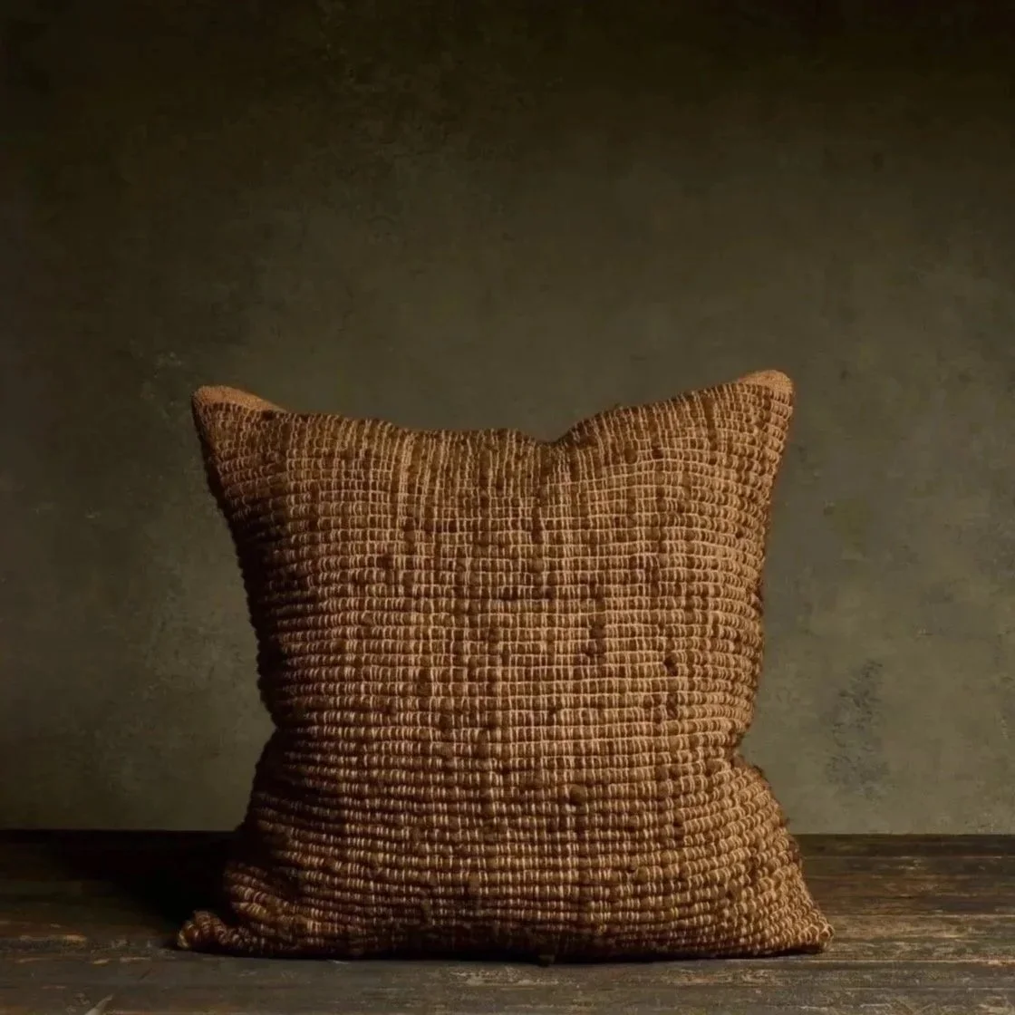 Handmade Texturized Throw Pillow - Brown/Light Brown