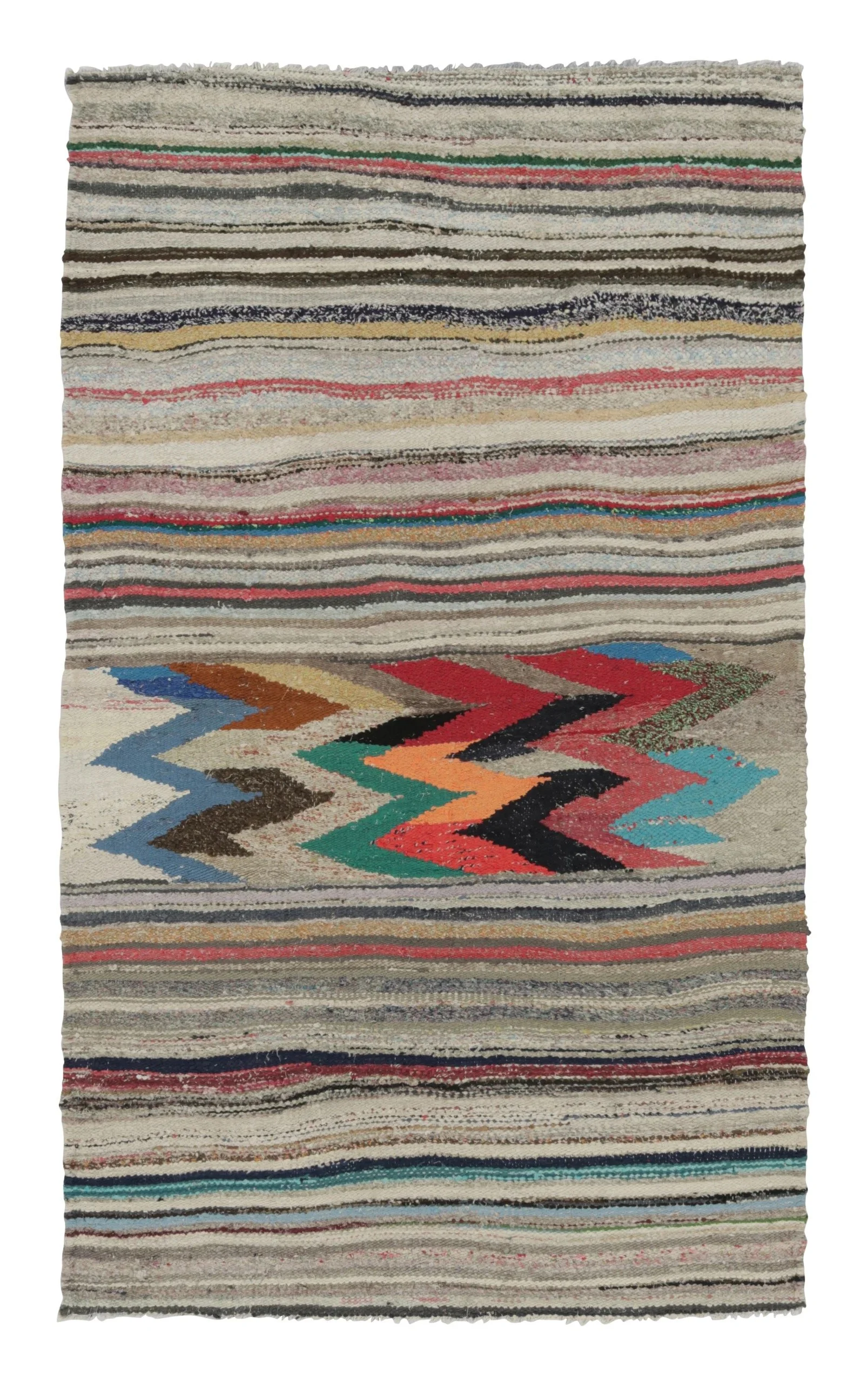 Vintage Persian Shahson Kilim with Colorful Stripes