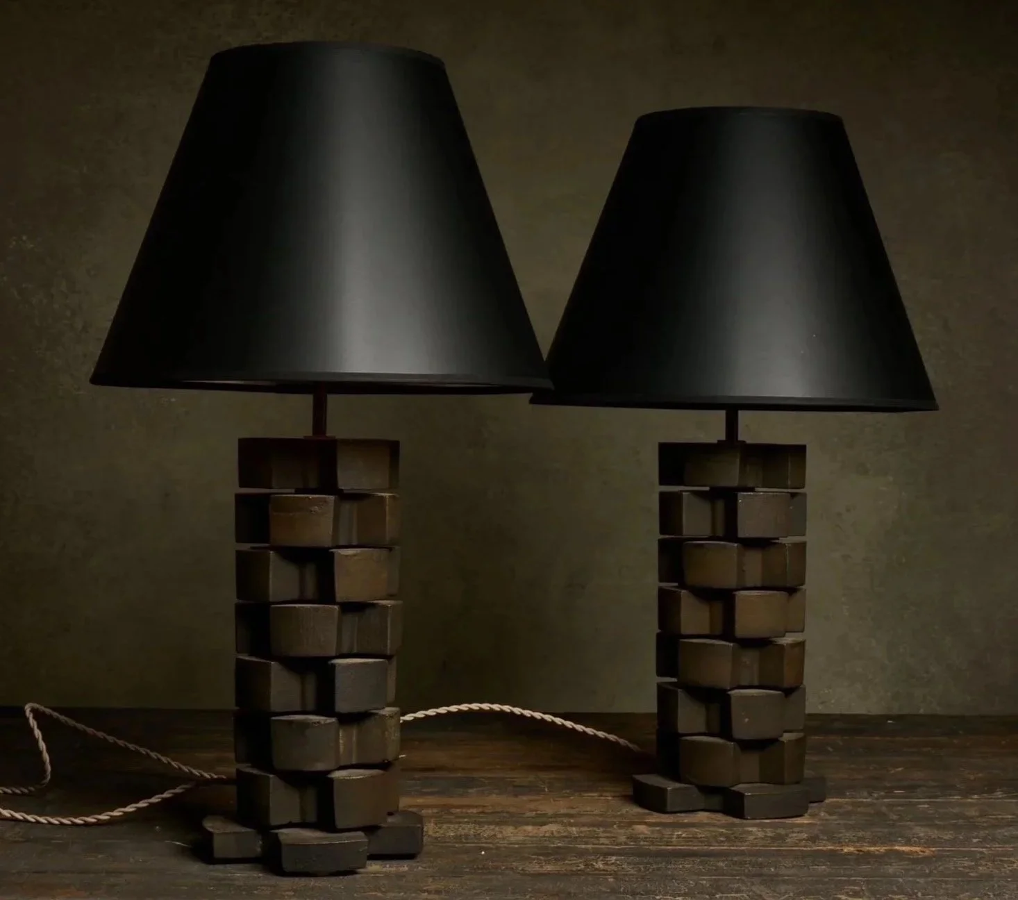 Pair of Black Metal Gearshift Lamps