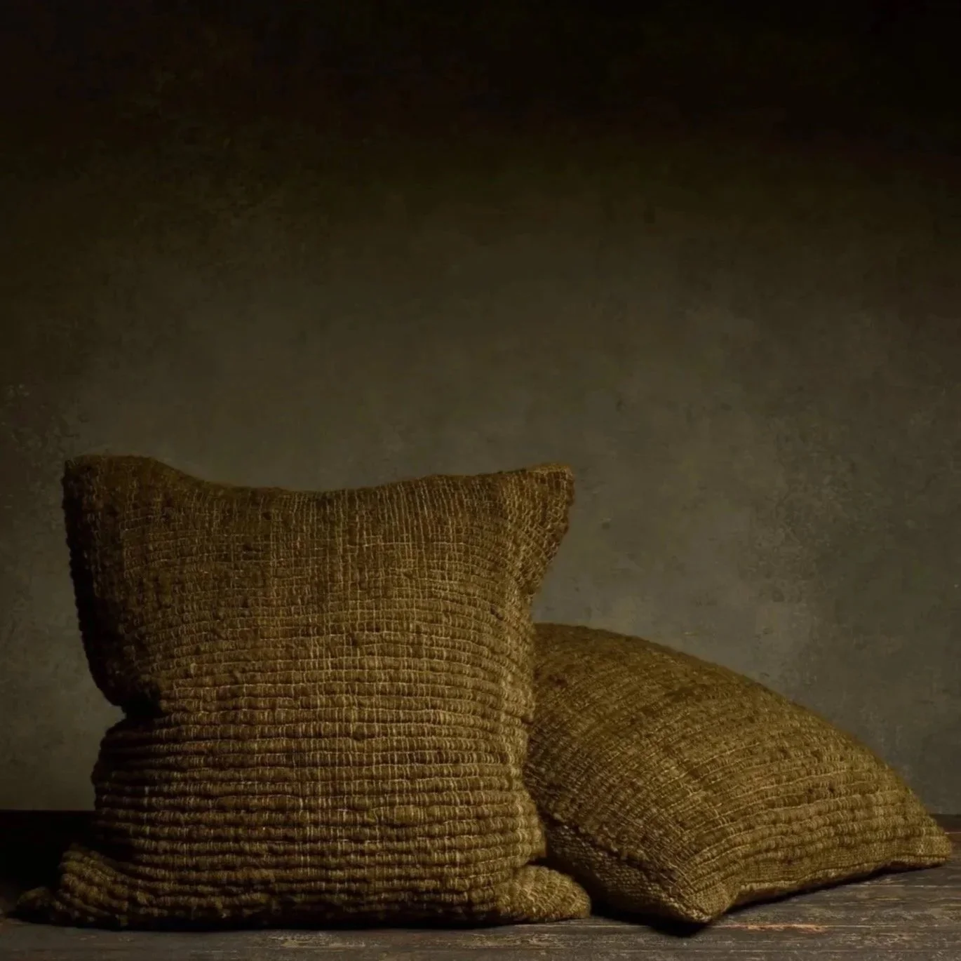 Handmade Textured Throw Pillow - Olive Green