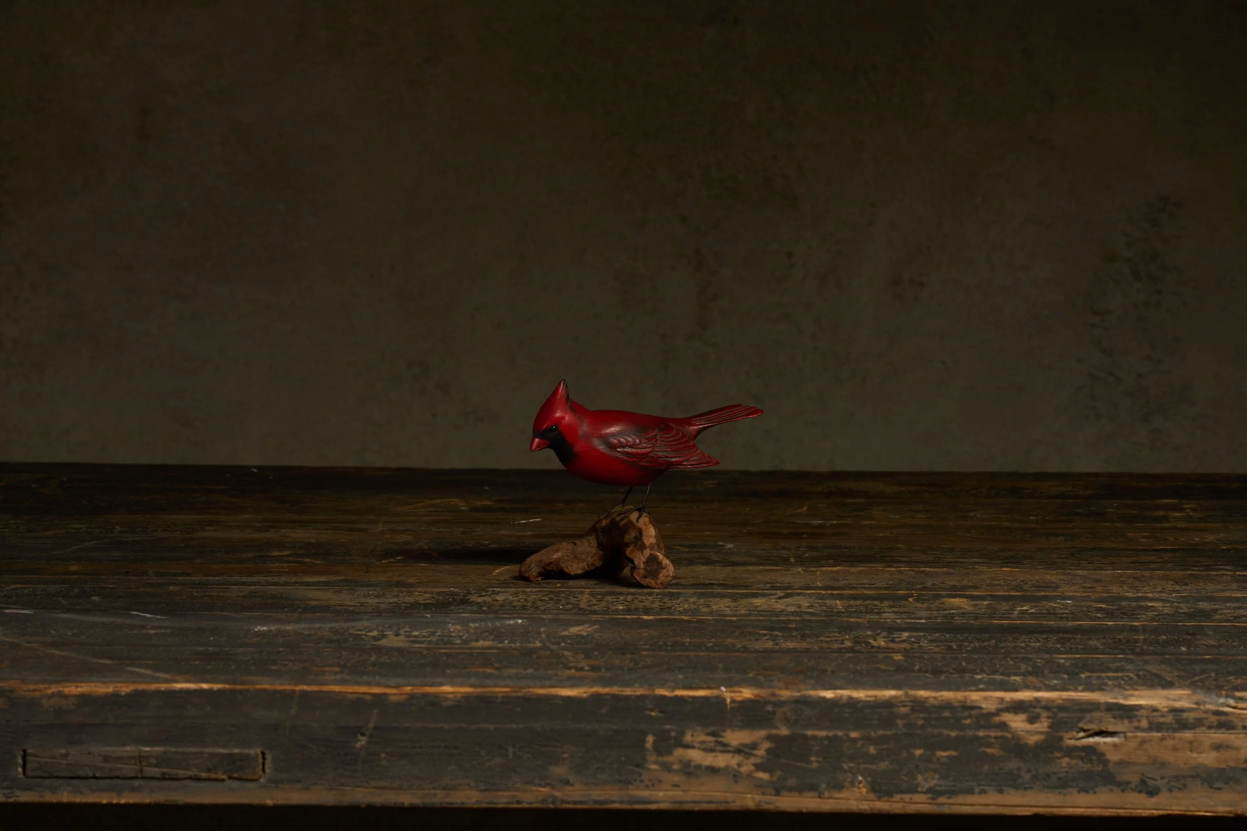 Folk Art Hand-Carved Wooden Cardinal