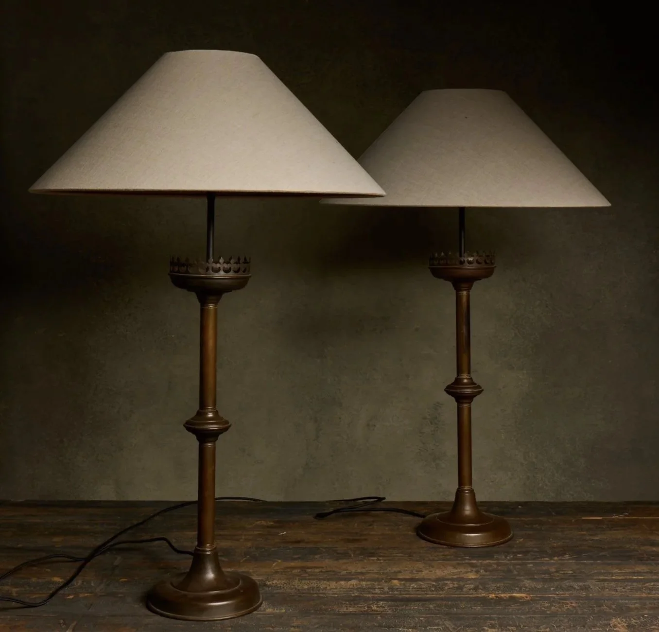 Pair of 19th-Century French Gothic Revival Metal Table Lamps